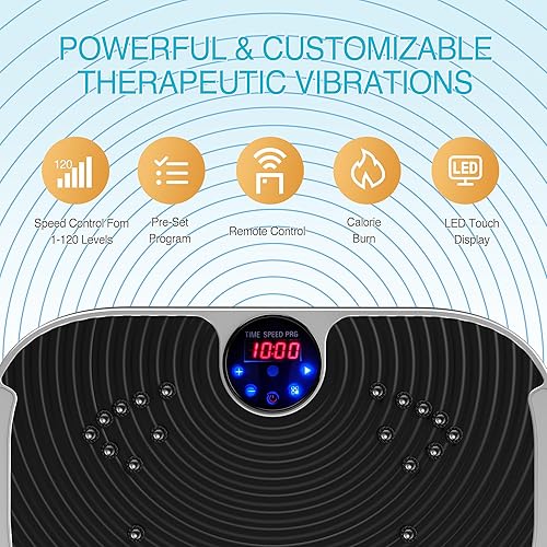 Miniatura 3 de AXV Máquina de ejercicios con placa de vibración, entrenamiento de cuerpo entero, plataforma de fitness, máquina de drenaje linfático para pérdida