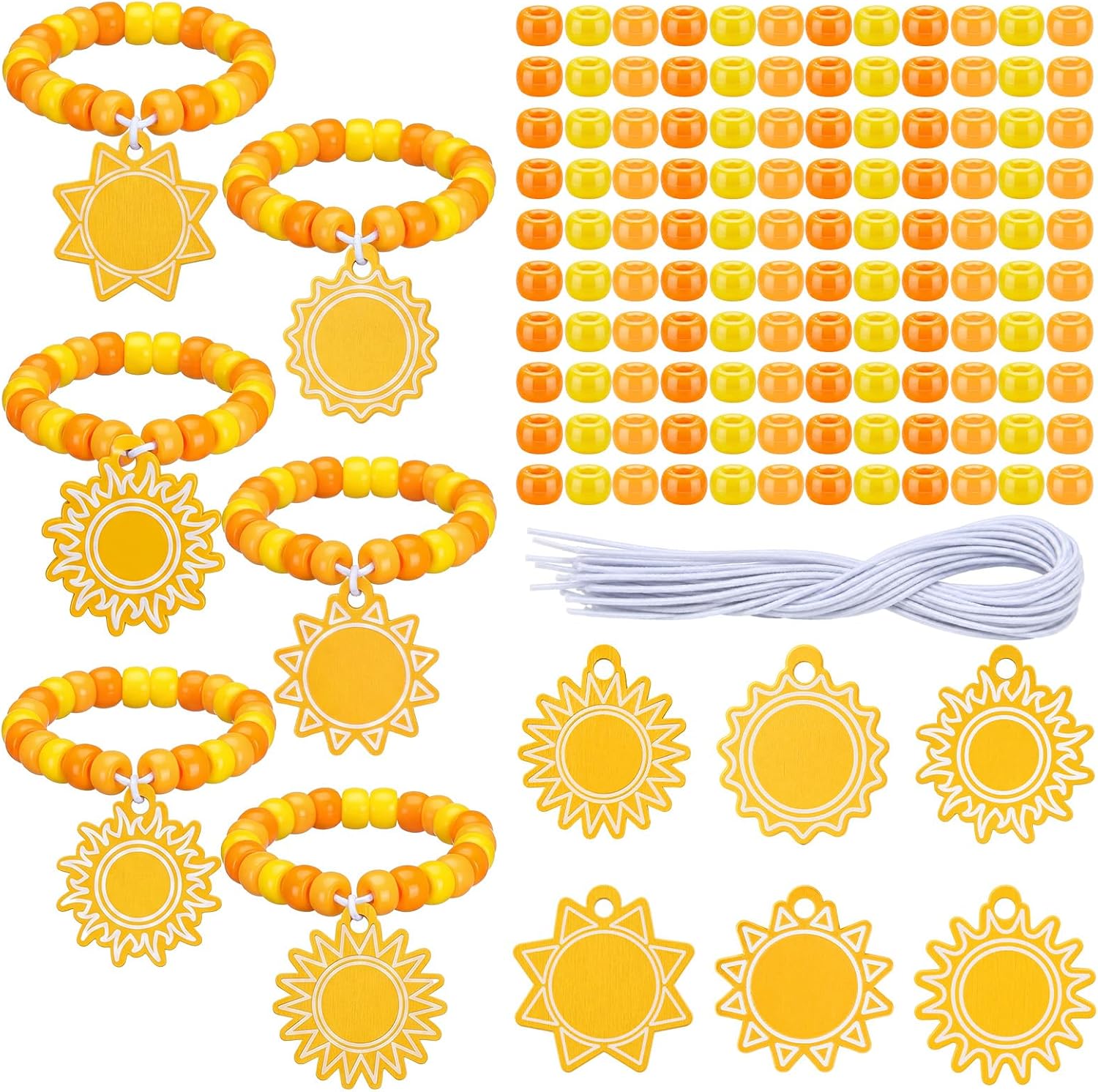 Tondiamo 24 Sets Sun Bracelet Crafts Kit Summer Sunshine Beads