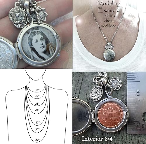 Miniatura 9 de St. Bona of Pisa Locket Necklace, Patron Saint of Pilgrims and Travelers, Italian Charms