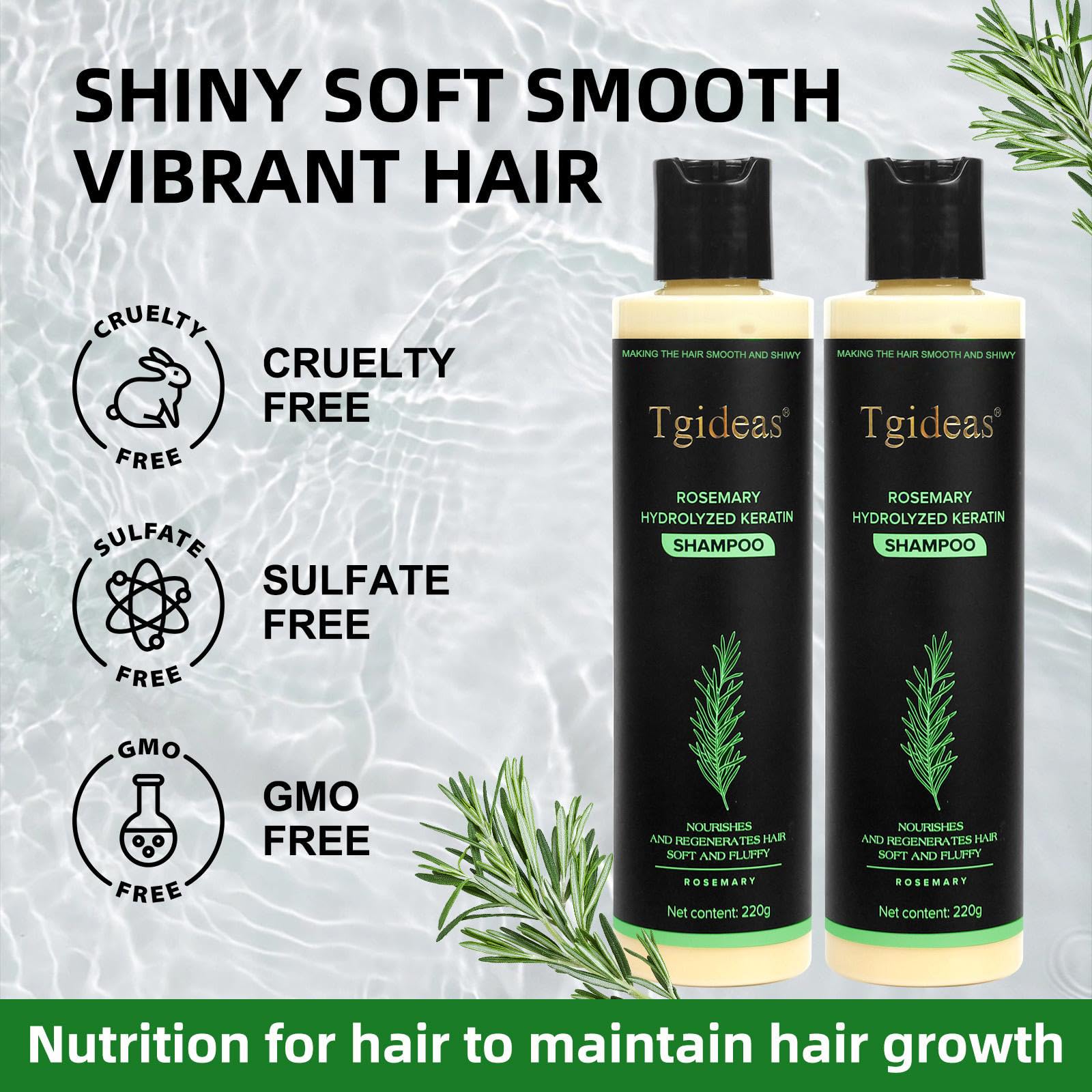 Tgideas Shampoo Bio pour la Croissance des Cheveux à la Sauge et au Romarin, Shampooing Naturel pour Renforcer et Épaissir avec Kératine Hydrolysée pour Cheveux Fins et Chute, pour Femmes et Hommes