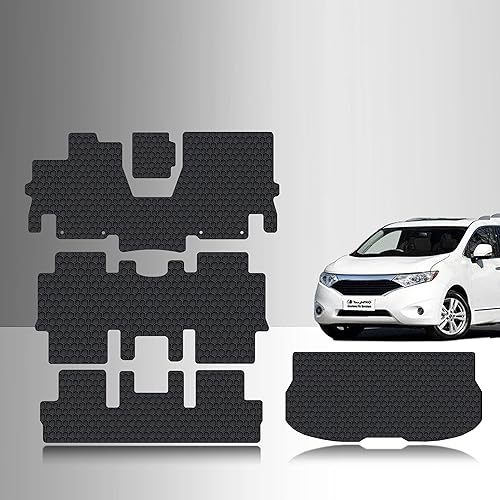 TOUGHPRO Accesorios para alfombrillas de suelo de 1 + 2 + 3 fila + tapetes de carga compatibles con Nissan Quest para todo tipo de clima (fabricado