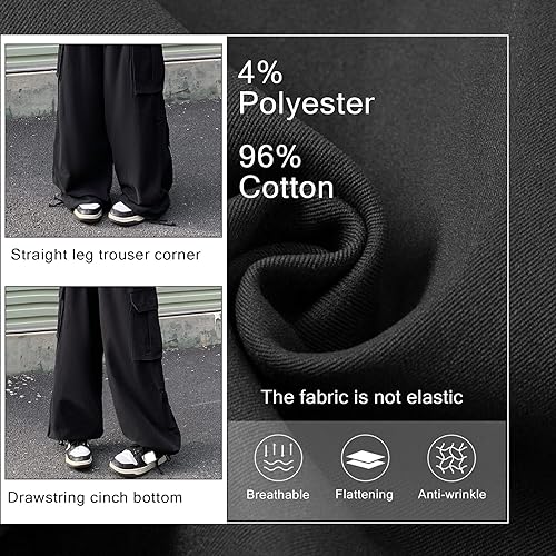 Miniatura 5 de Pantalones de mujer Y2k Cargo Gothic Baggy Pantalones de cintura alta Harajuku Streetwear Pantalones de paracaídas para hombre