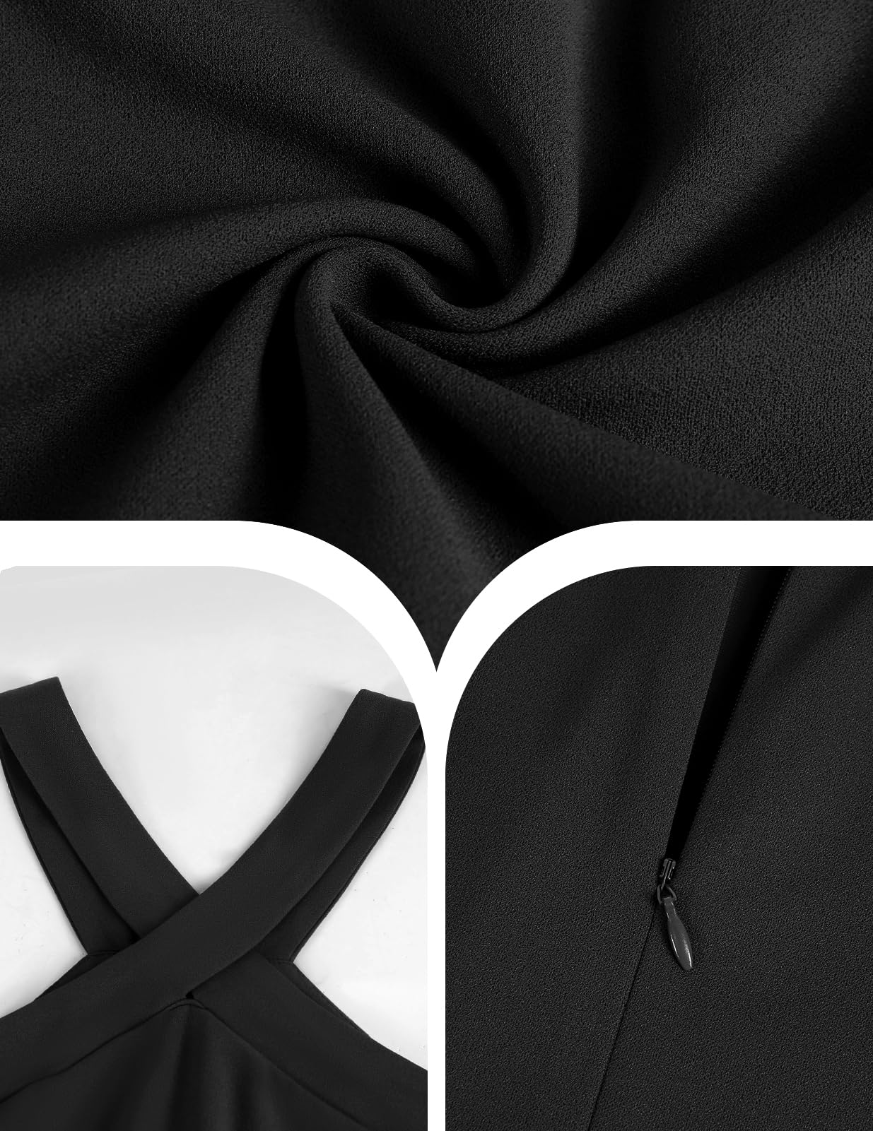 Bbonlinedress Robe Femme Chic et Elégant Mi Longue Fluide de Soirée Cocktail Mariage Bal Promo avec Bretelles sans Manches