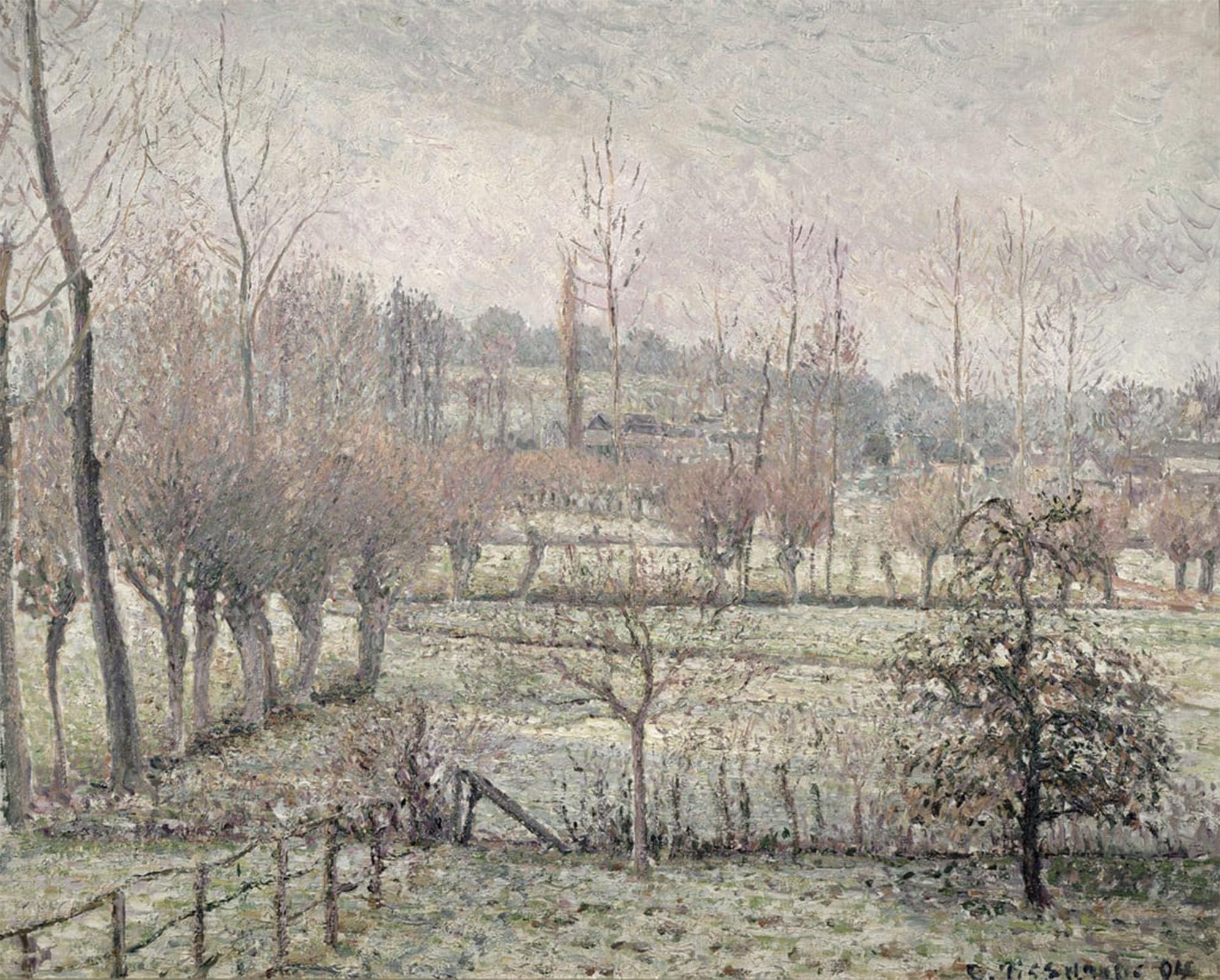 ARTXLXXBN Famous Prints Artwork Pictures Poster Painting Art Snow Effect At Eragny by Camille Jacob Pissarro Artwork Landscape Pictures for Home Decor 60x90cm