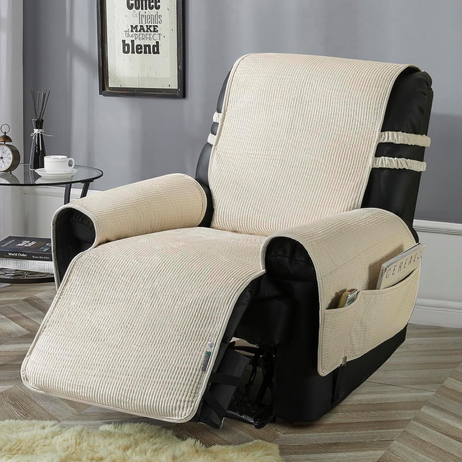 STONECREST Non Slip Recliner Chair Cover Corduroy Cotton