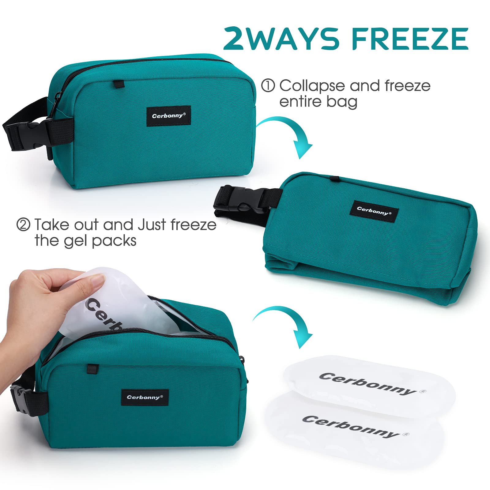 Cerbonny Small Cooler Bag Freezable Lunch Bag for Work School Travel,Small Insulated Bag for Kids/Adults,Freezer Lunch Bags,Mini Lunch Bag Fit for Yogurt,Suit for 3+(Blue) - Image 2