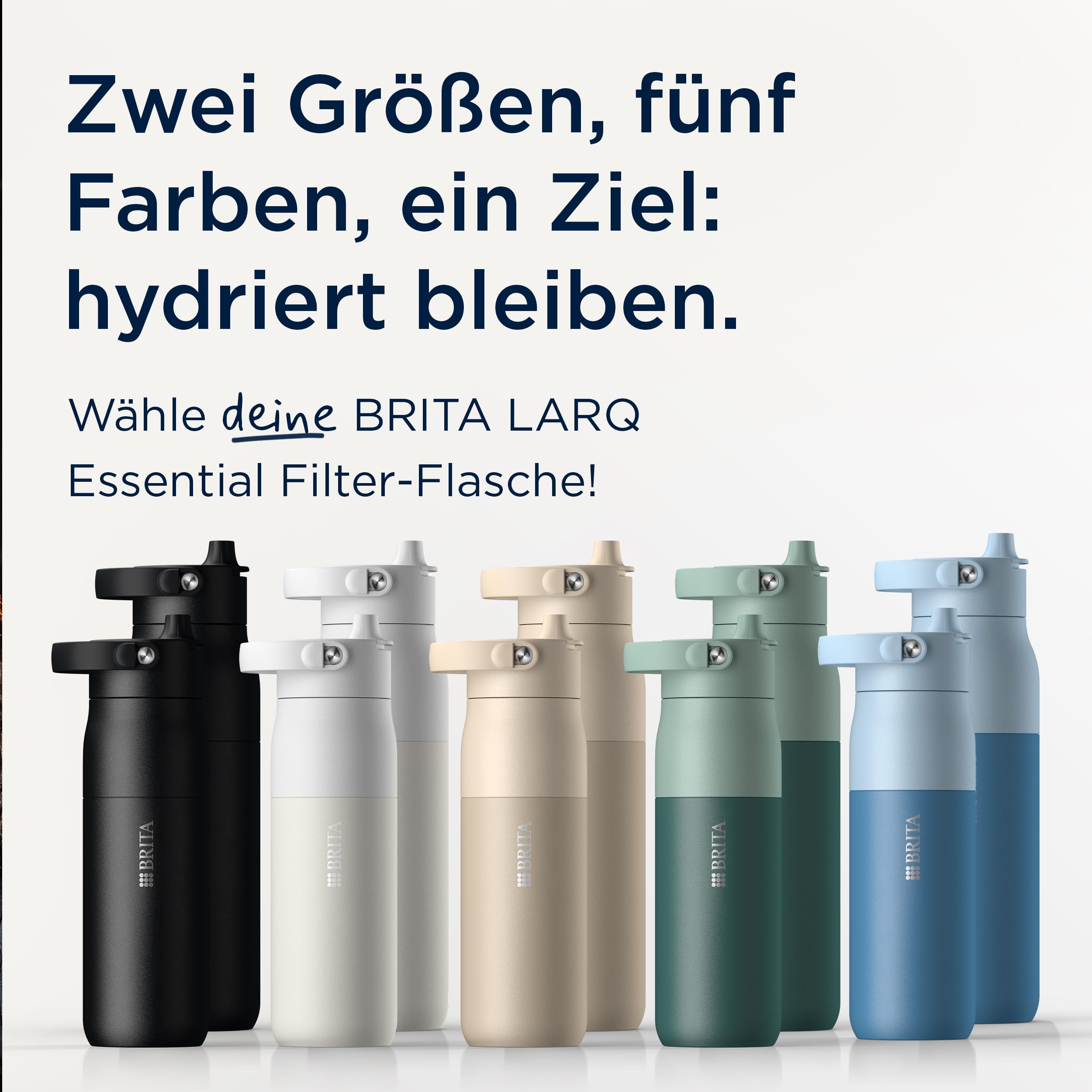 BRITA LARQ Essential Filter Trinkflasche mit Strohhalm grün (1 Liter) | Edelstahl Wasser-Flasche, doppelwandige Isolierung (24h kalt), Aktivkohle Wasserfilter, filtert PFAS, Chlor & mehr