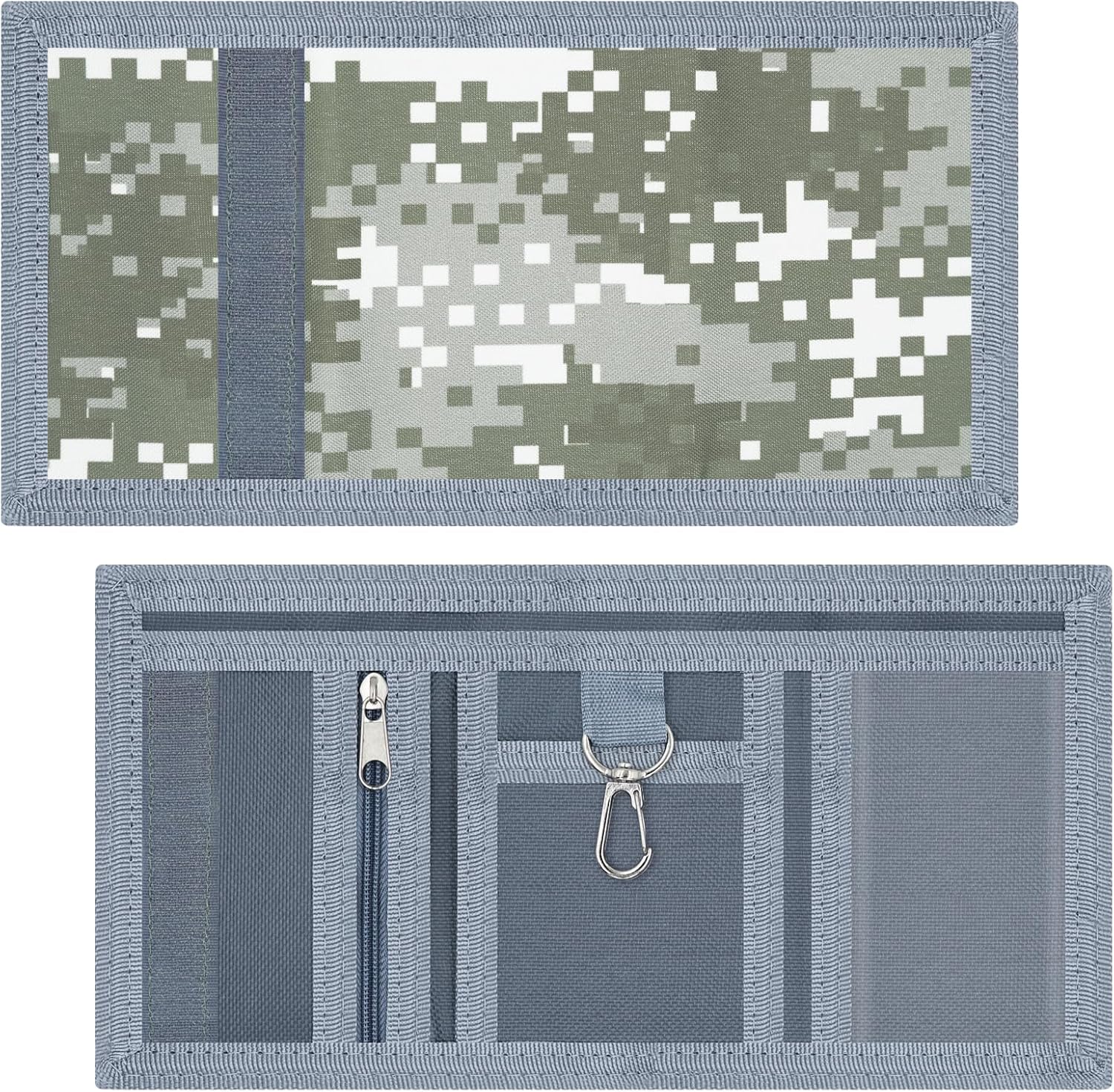 RFID Trifold Canvas Outdoor Sports Wallet for Kids - Front Pocket Wallet with Magic Sticker