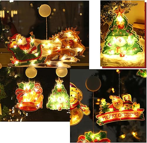 Miniatura 3 de 6 luces de decoración de ventana de Navidad, luces decorativas colgantes de Navidad, muñeco de nieve iluminado, Papá Noel, luces de árboles de