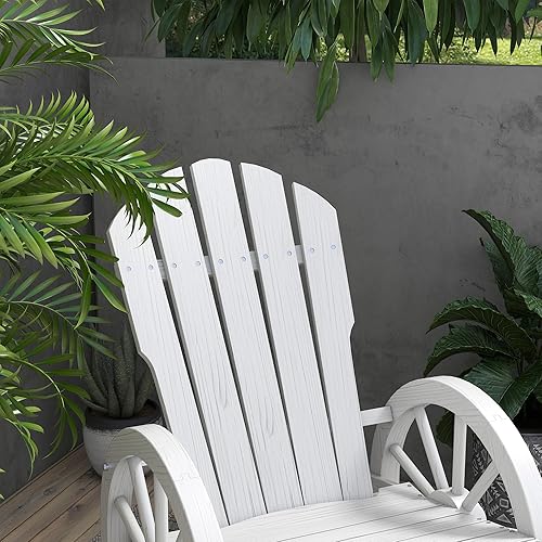Miniatura 9 de Outsunny Mecedora de madera, mecedora Adirondack con diseño de listones y respaldo de gran tamaño, mecedora para exteriores con reposabrazos de