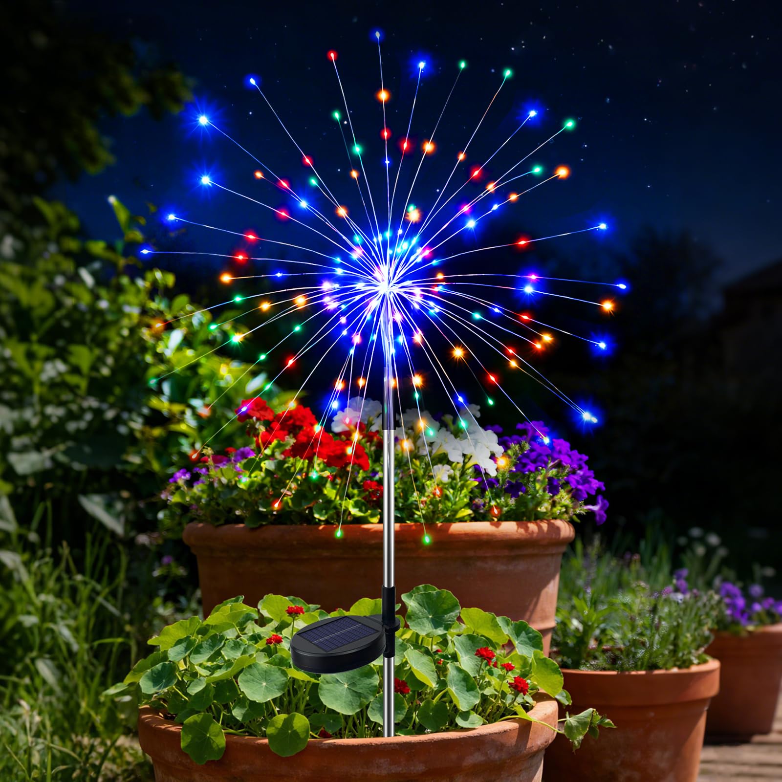 btfarm 1 Pack Solar Garden Lights Outdoor 8 Modes Firework Lights Solar Powered Waterproof Twinkle Fairy Light Outside