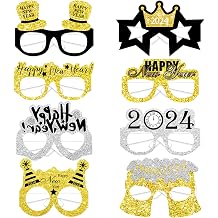 16pcs Happy New Year Glasses, New Years Eve Decorations 2024 Colorful Party Eyeglasses 2024 Novelty Eyewear Festive Glasses Frames for New Years Eve Party Favors and Decorations