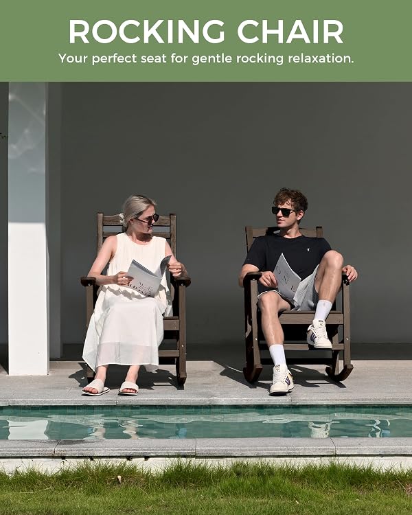 SUUNYN Outdoor Rocking Chair, Oversized Patio Rocking Chair, All Weather by SUUNYN - Used condition - Image 9