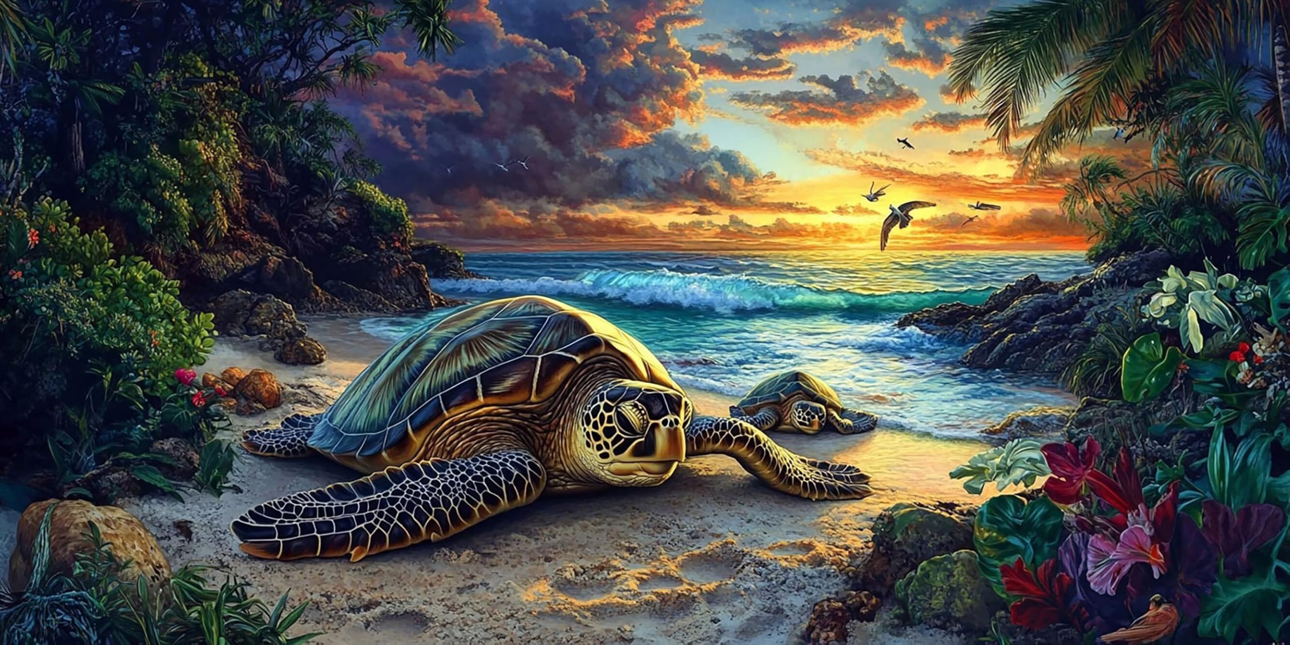 Diamentowe zestawy artystyczne, dla dorosłych, żółw morski, duże zestawy do malowania diamentami dla dorosłych, 5D, DIY, zestawy mozaikowe i kamienie szlachetne, cekiny, diamenty, rękodzieło, idealne