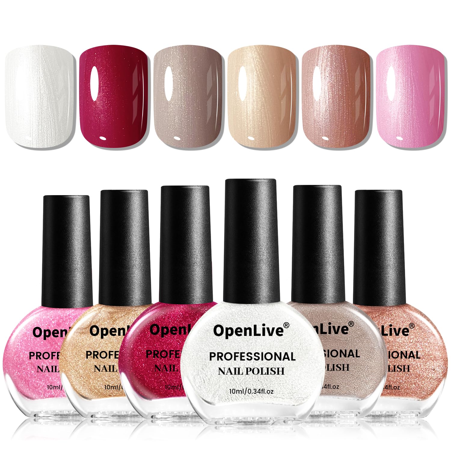 Photo 1 of **ONE MISSING** OpenLive 10ml Glitter Nail Polish Set 6 Colors Glitter Red Pink White Nail Polish Set for Nail Art