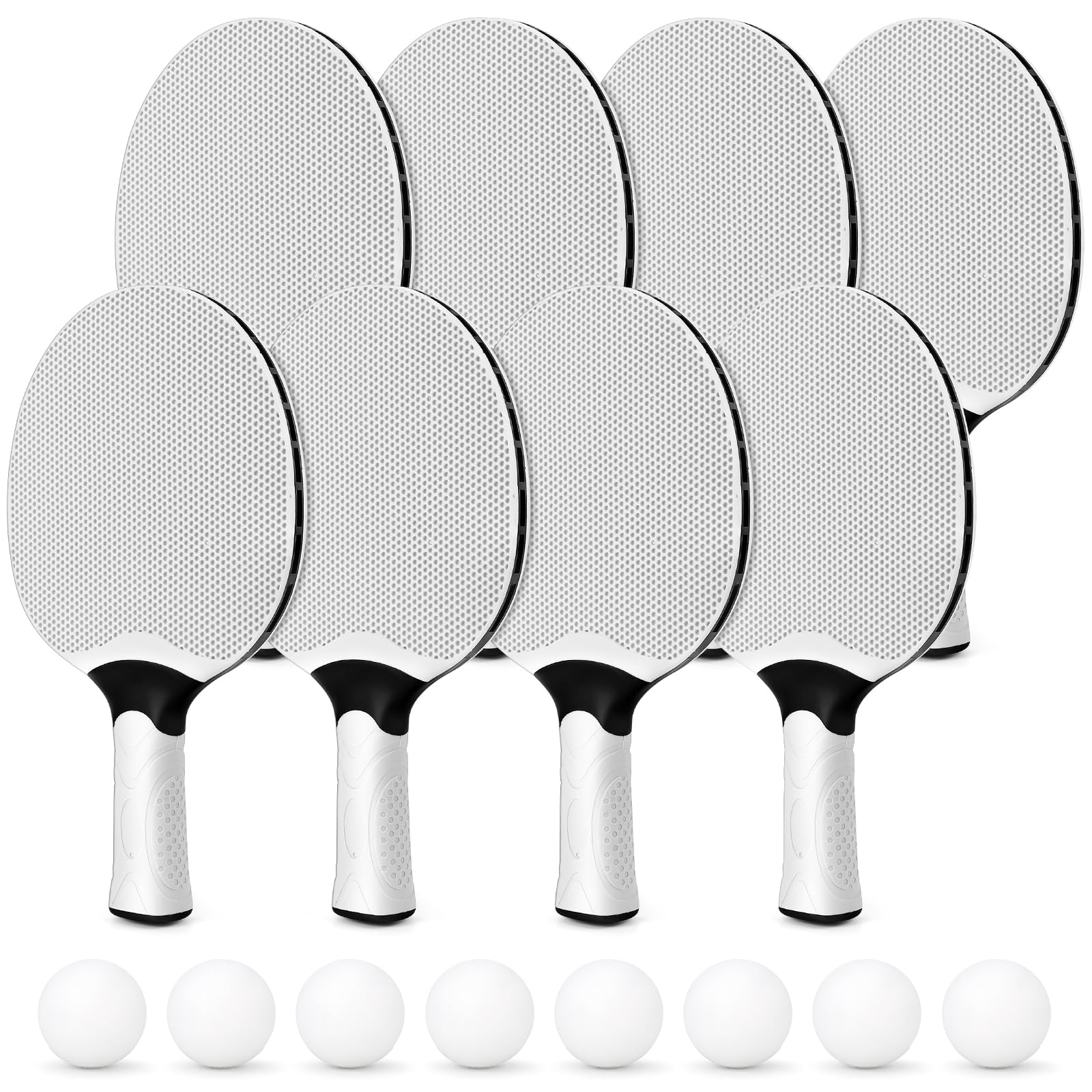 8 Pcs Table Tennis Bat Bulk, Ping Pong Rackets with 8 Balls for Outdoor