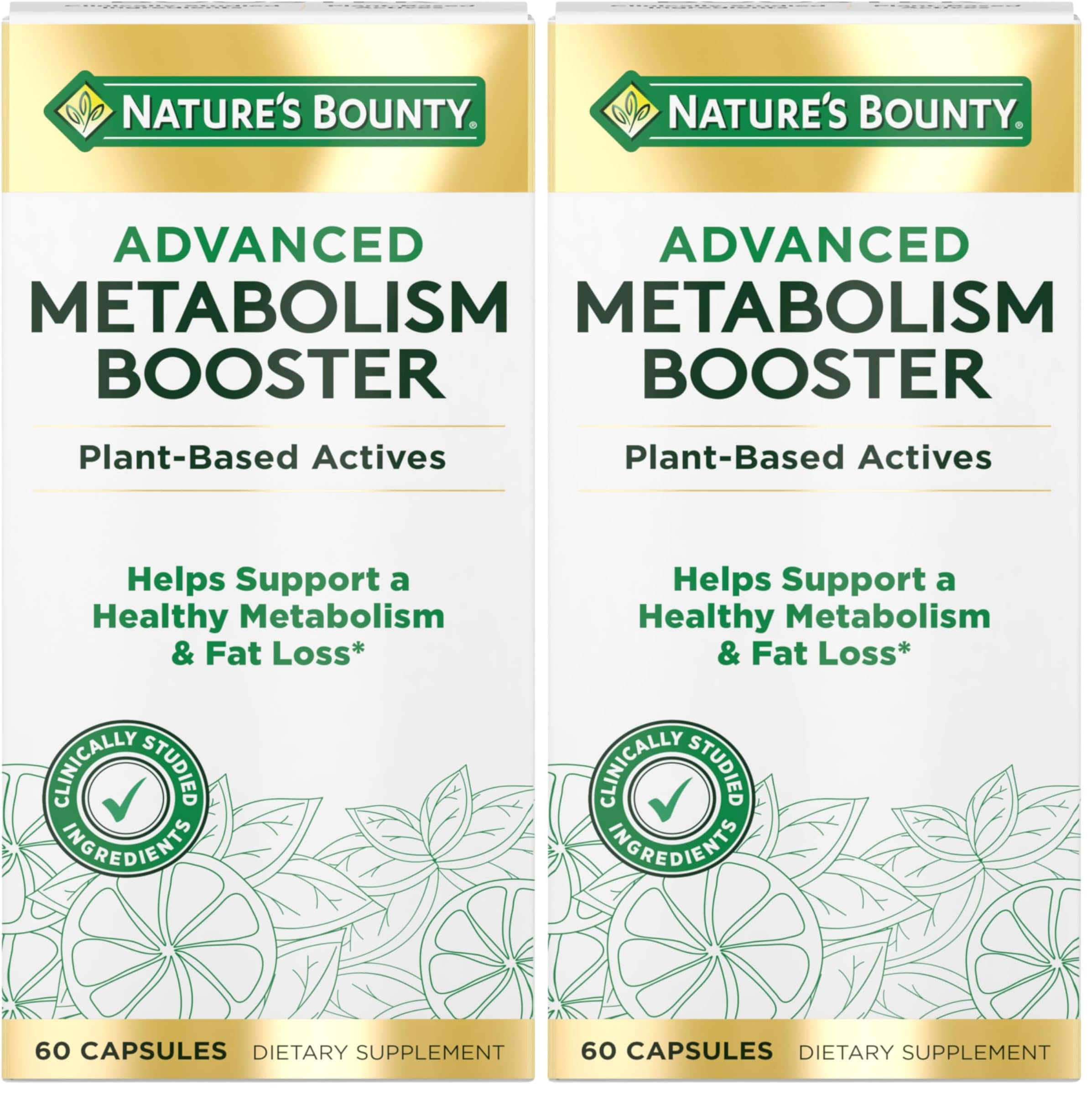 Nature's Bounty Advanced Metabolism Booster, Helps Support Healthy Metabolism & Fat Loss, 60 Capsules (Pack of 2) 60 Count (Pack of 2)