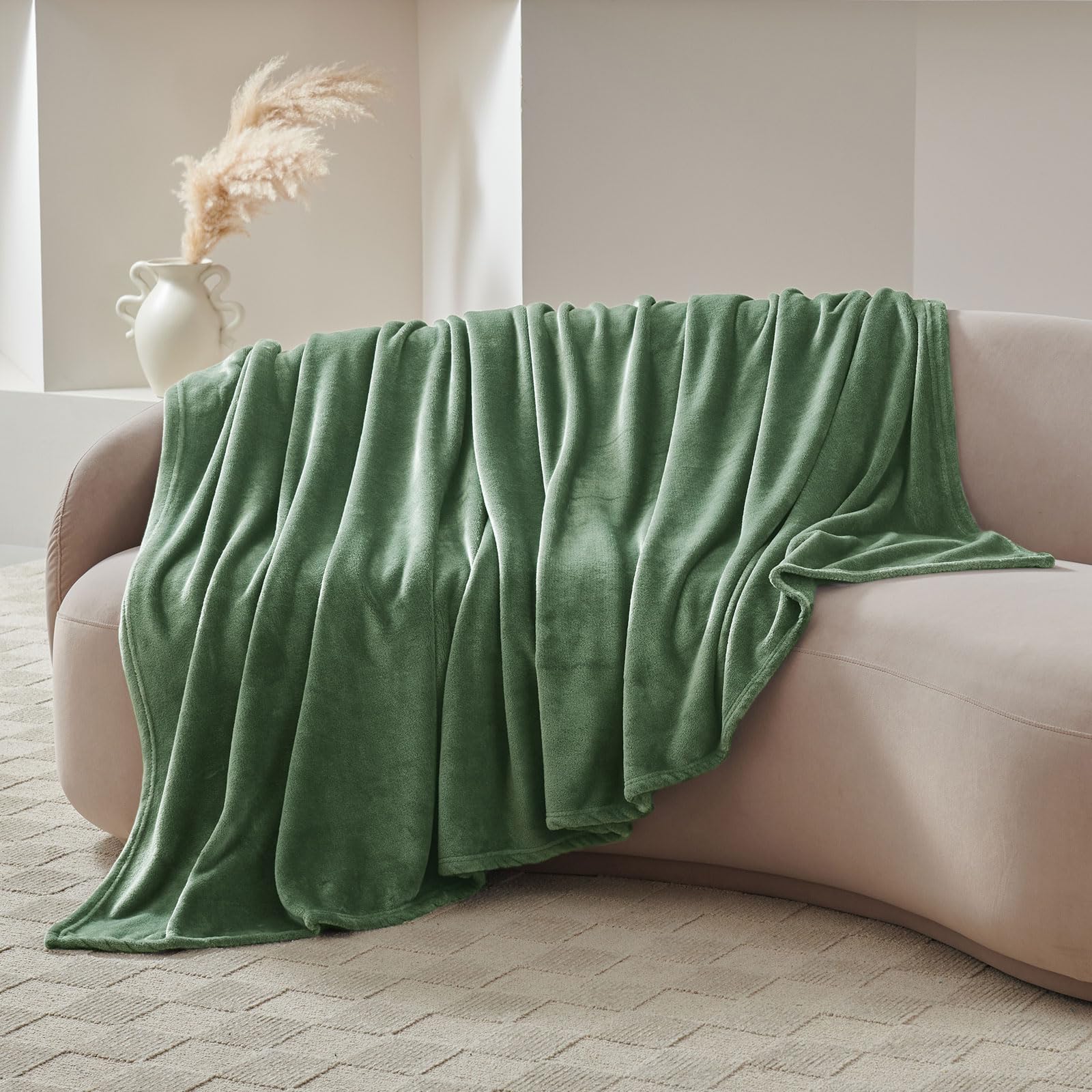 Coperta Pelosa Sherpa 150x200cm - Plaid Microfibra Righe Verde Chiaro - Foto 8
