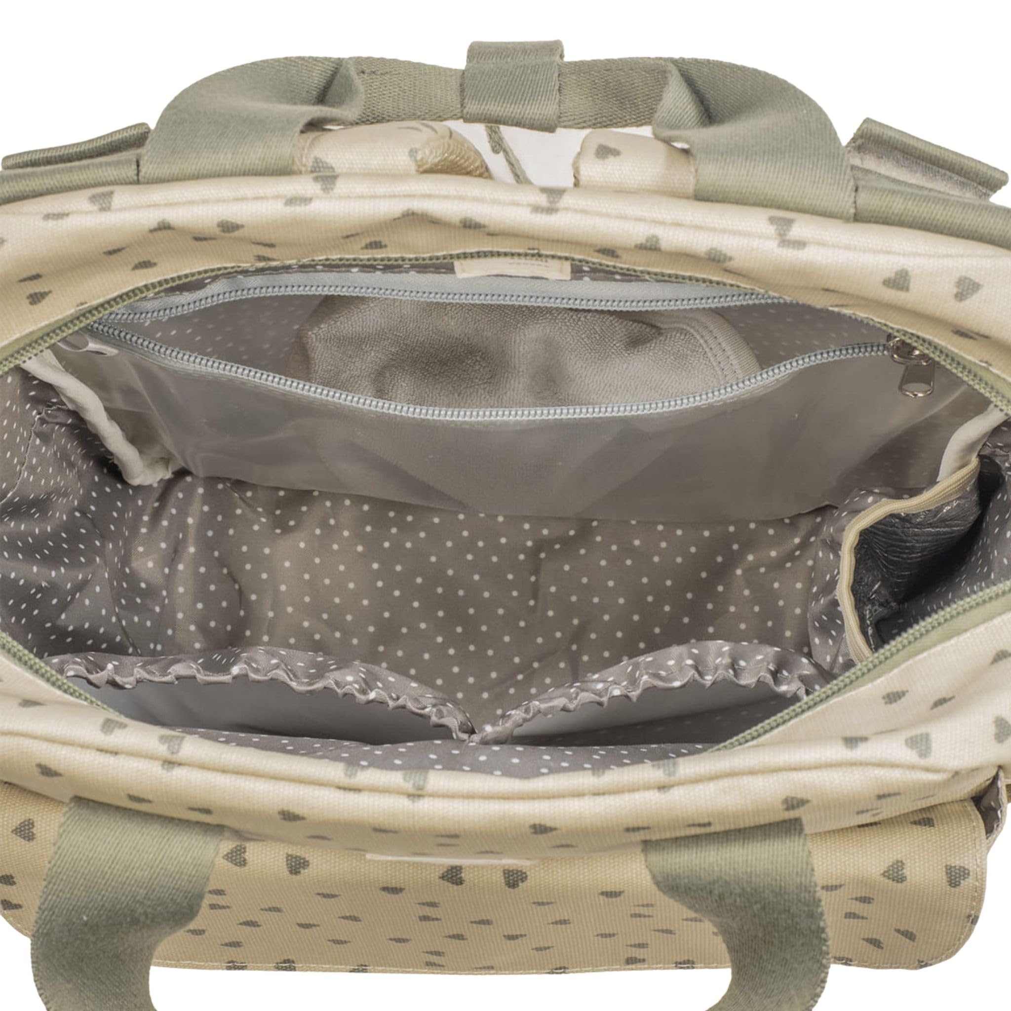 Walking Mum - Mochila Corazones Poppy Musgo