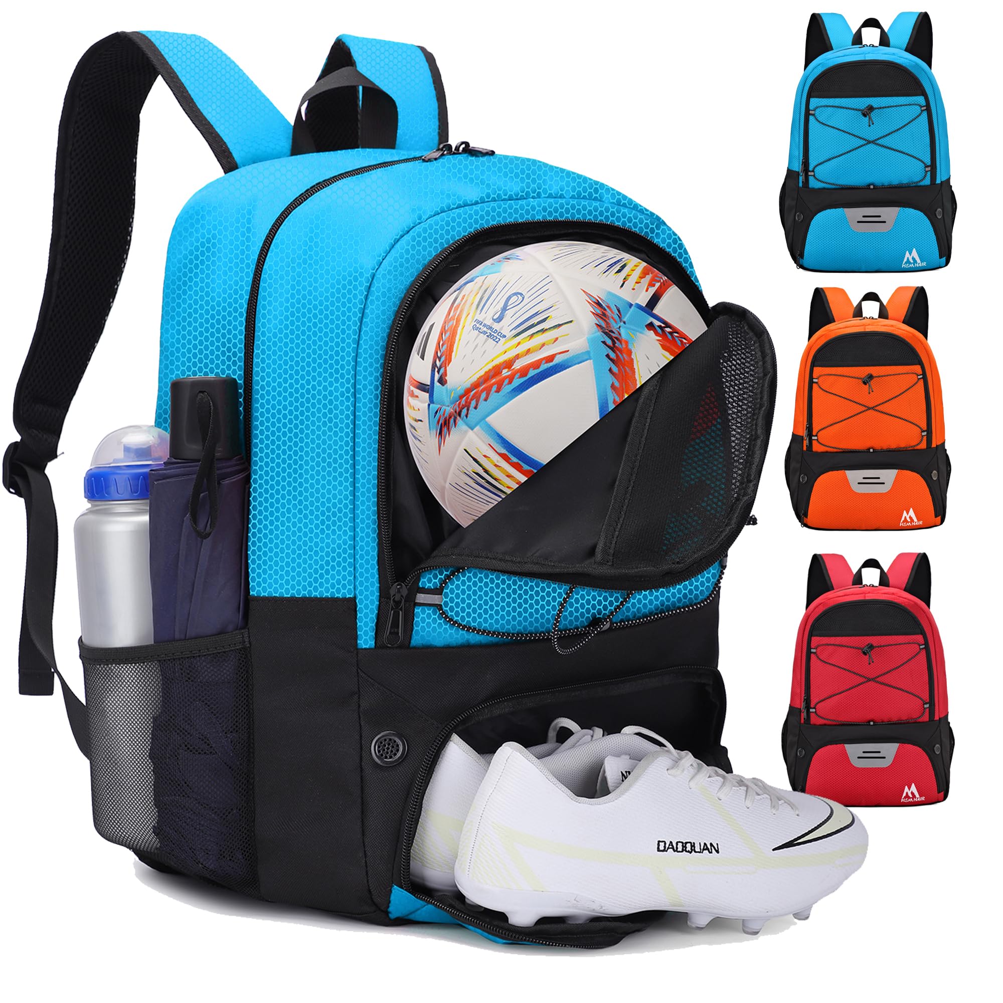 Hsmihair Soccer Bag-Soccer Backpack&Backpack for & Football Volleyball & Basketball,with Ball Compartment and Separate Cleat