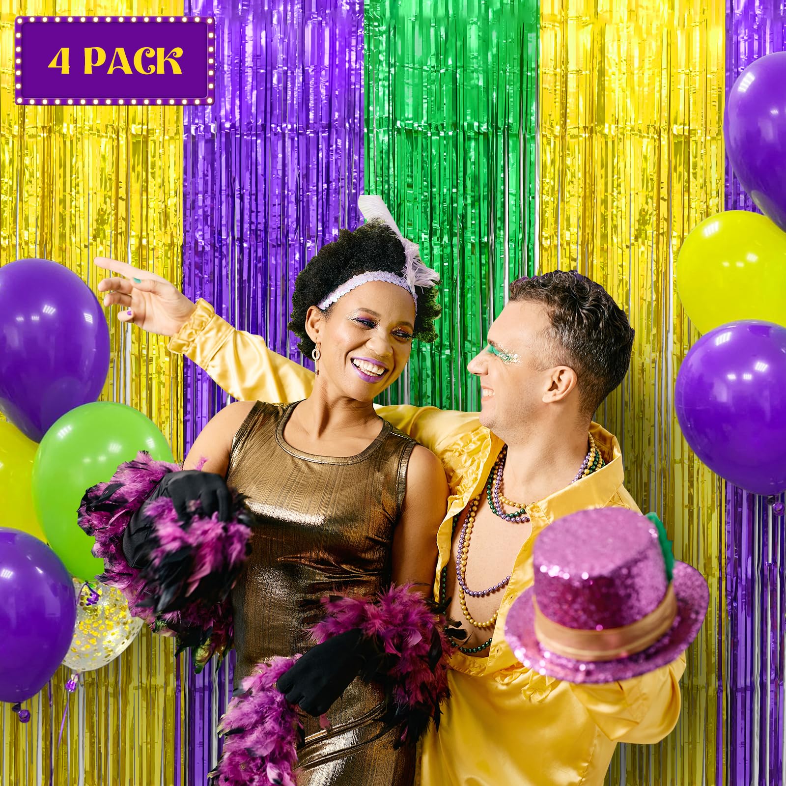 Mega-L Lot de 4 rideaux à franges en aluminium pour décoration de fête de carnaval 8 x 18 cm
