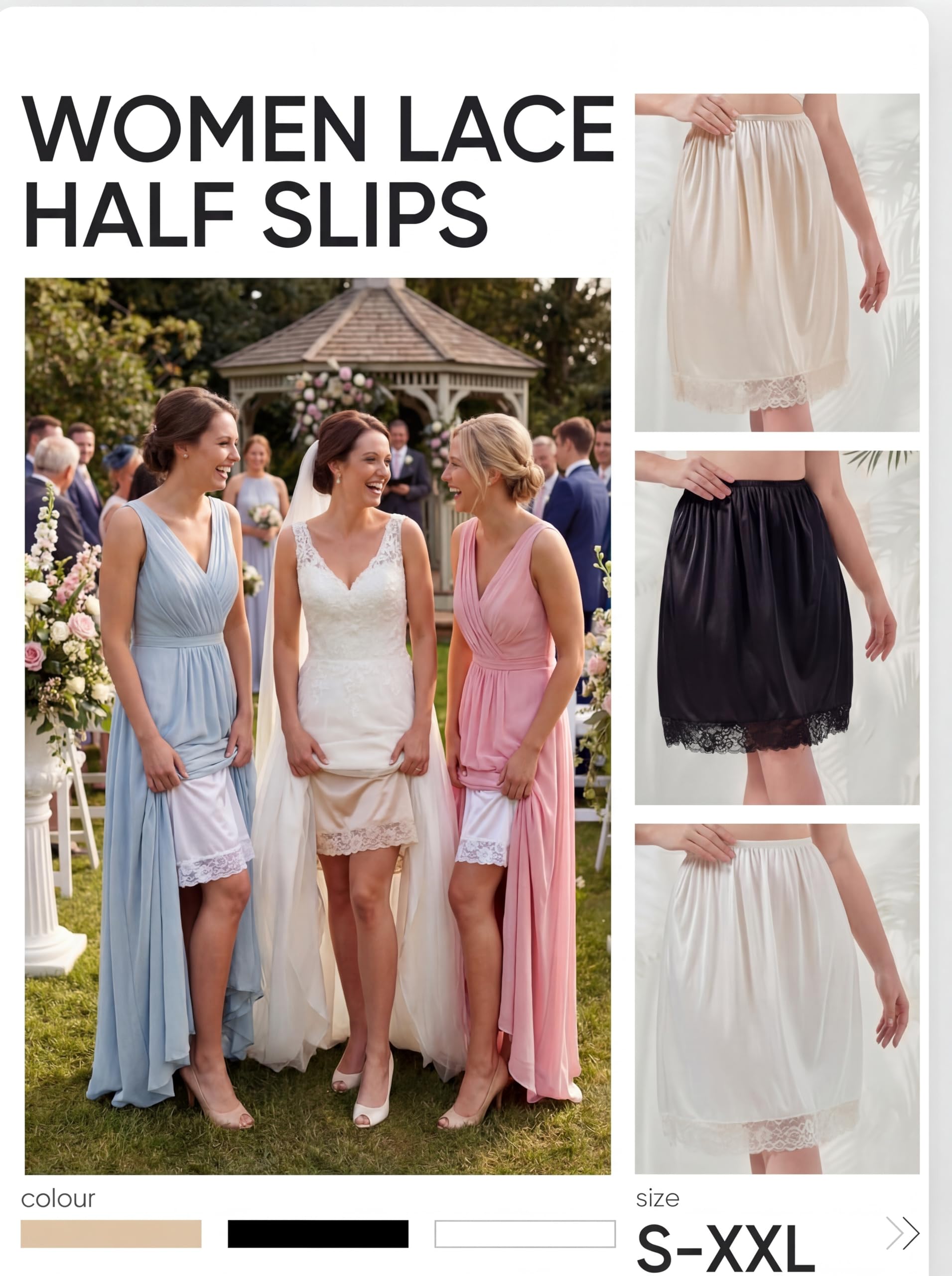 Zhanmai Half Slips Mezze scivolate Donna (Pacco da 3)