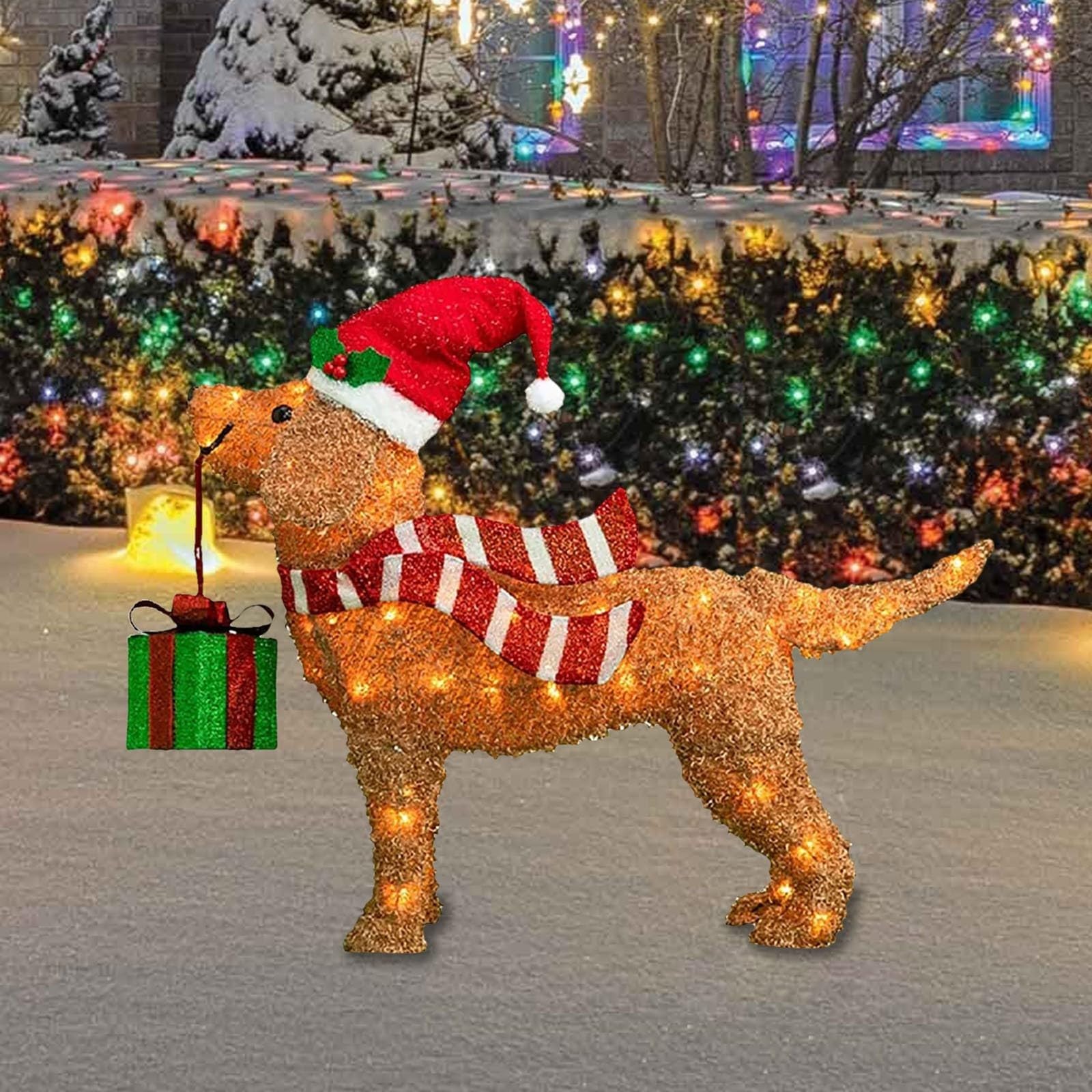 Dog Lighted Outside Christmas Decoration 26" LED Lighted Dachshund Dog