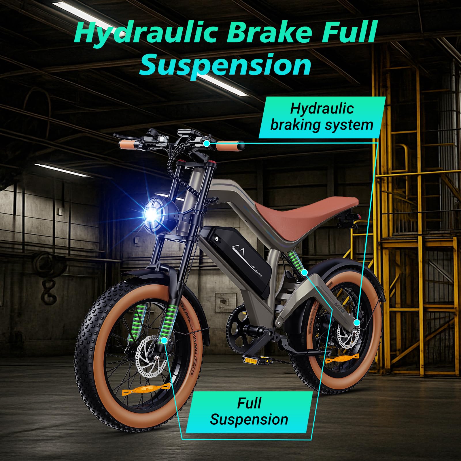 Bicicleta eléctrica Fat Bike de 20" x 4.0, Comecycle E-Bike Adult Electric Bicycle, Equipment with a 48V and 18.2Ah Additional Battery, Bicicleta Urbana Retro Style, with Dual Suspension.