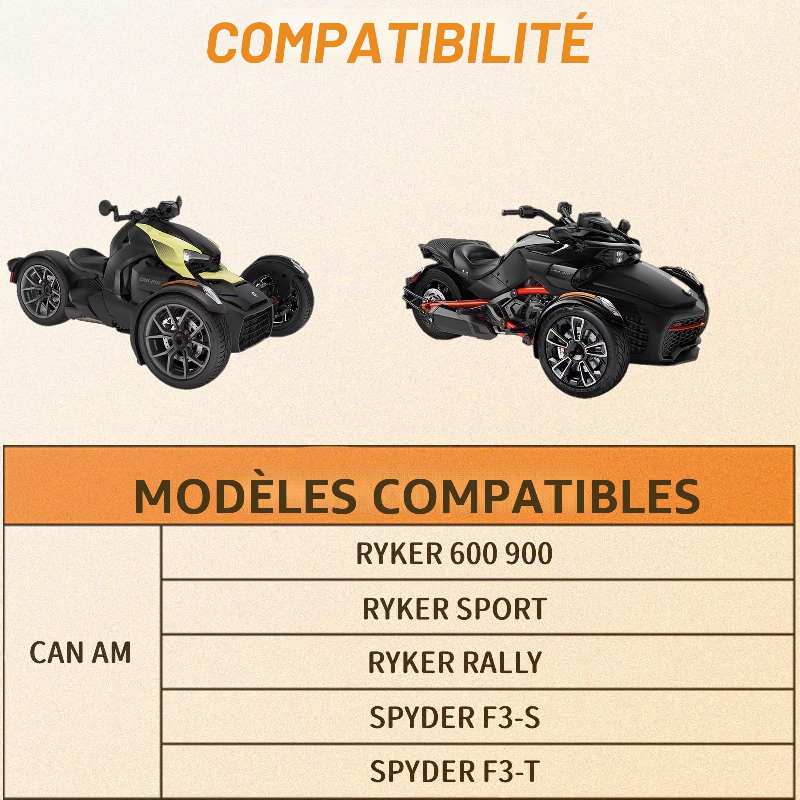Spyder Coque intégrale 420D Compatible avec Can-Am Spyder F3-S/Ryker 600 900 Sport Vraiment étanche à la poussière et aux intempéries (Pas pour F3 Limited/RT)