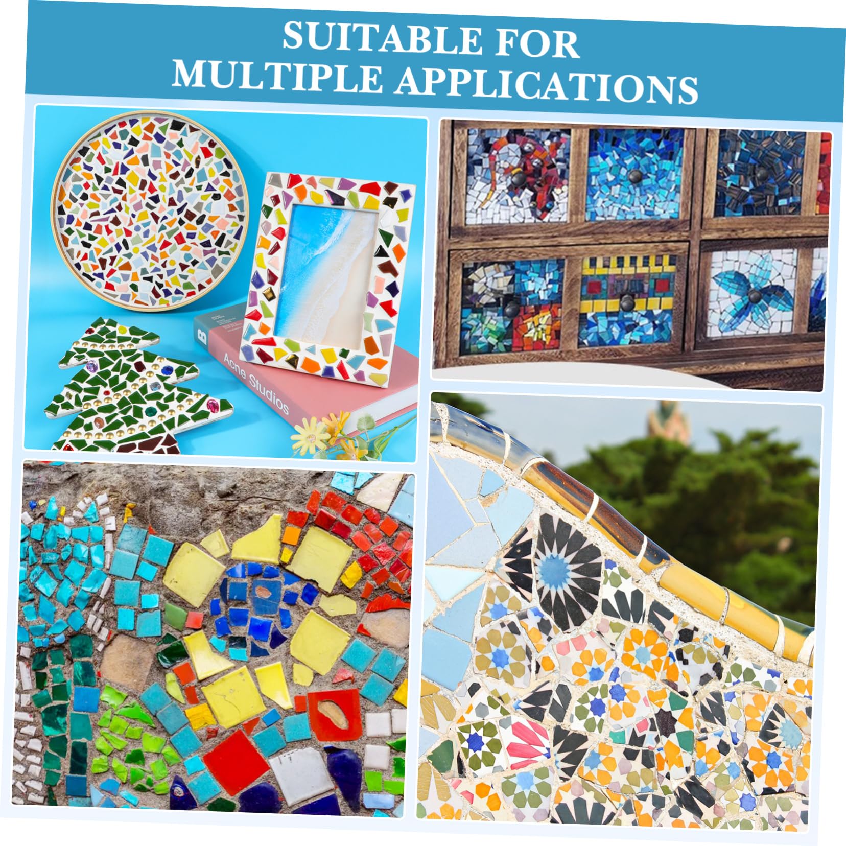 VILLCASE 3 Piezas Teselas de Cerámica Esmaltadas para Bricolaje Irregulares de Mosaico Colorido para Manualidades y Decoración