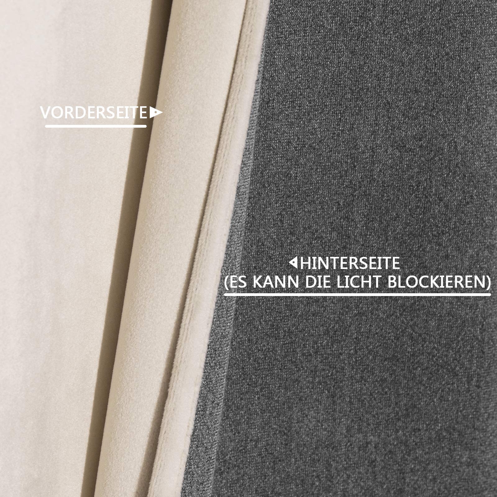 WOLTU Cortinas Opacas Terciopelo con Ojales 2 Piezas, 140x225cm, Beige | Aislamiento térmico, bloqueo de luz, apto para dormitorios, salones y estudios, varios tamaños, fácil de instalar