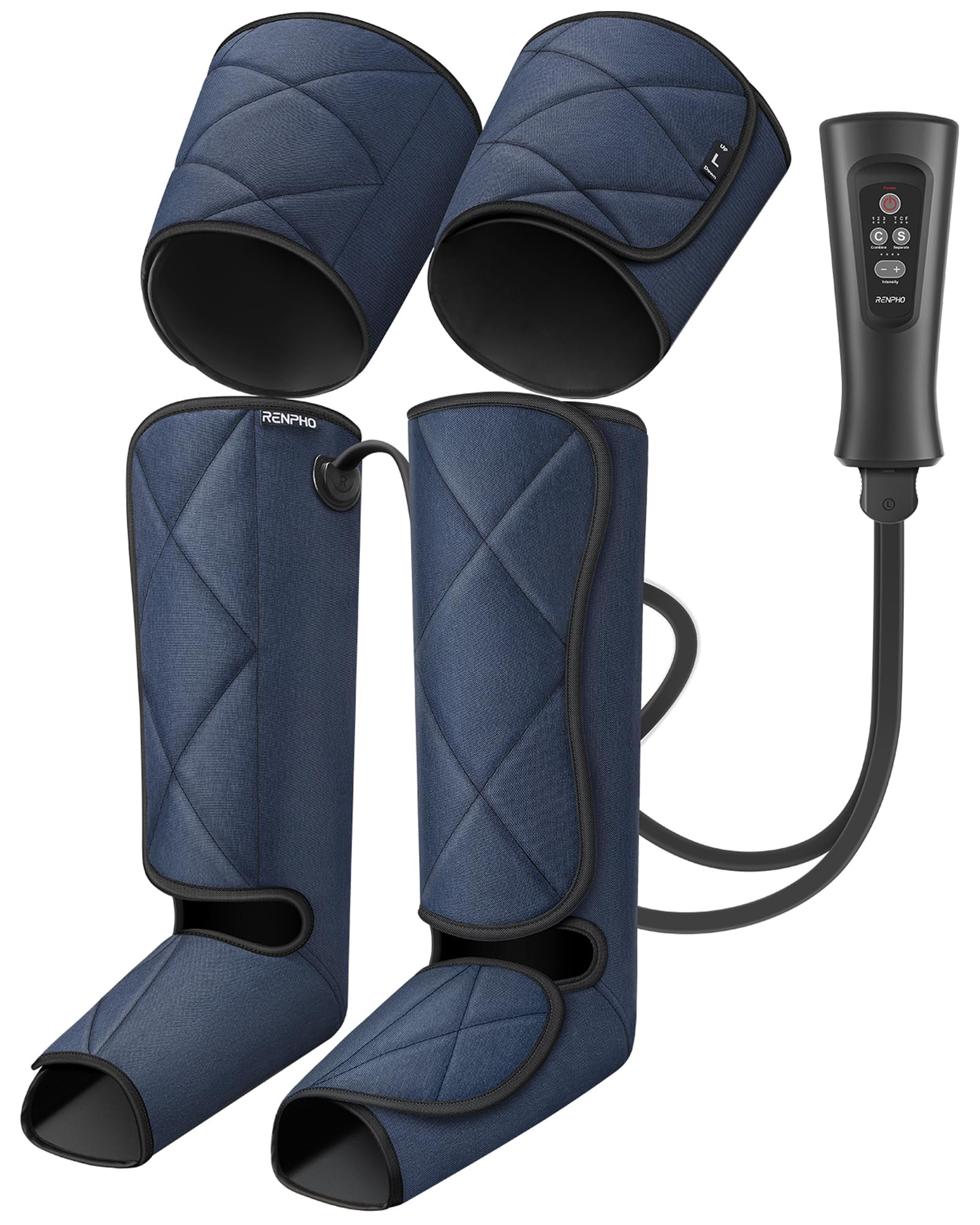 RENPHO Compression Leg Massager, Air Compression Massager for Circulation Pain Relief, Effective for Father Mother Reduce Swelling-Blue