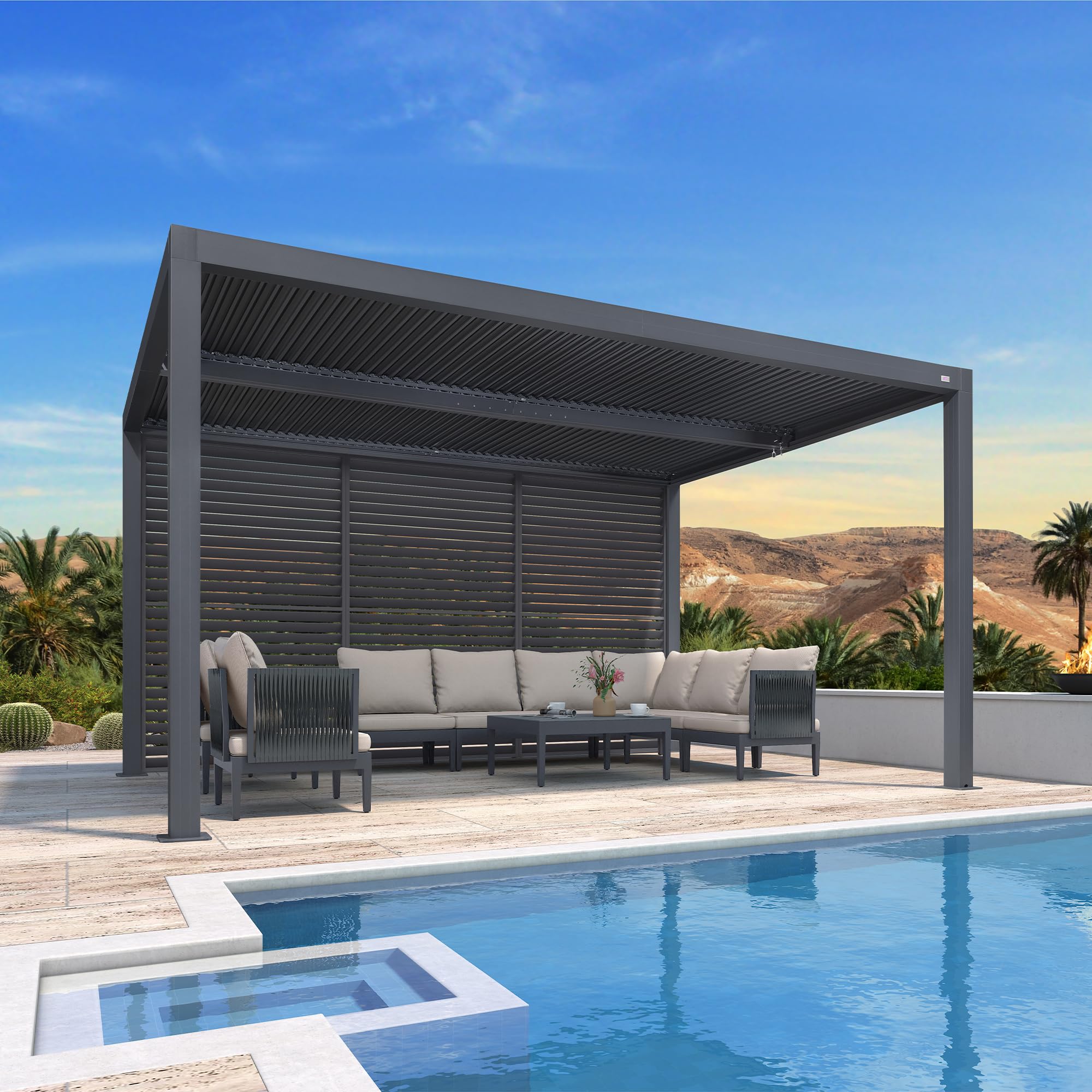 Amazon.com: PURPLE LEAF Louvered Pergola 94AS 10' x 14' Outdoor