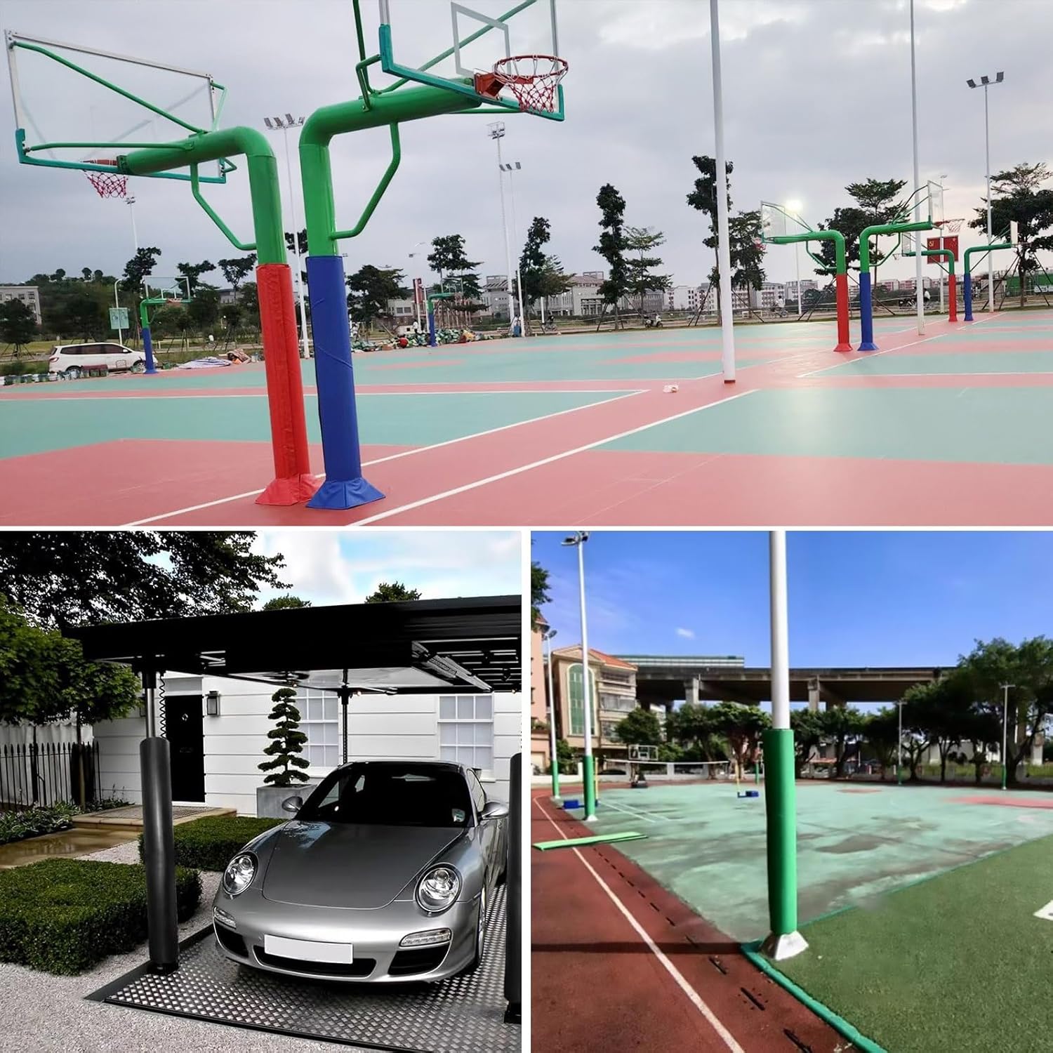 Basketball Pole Pad Foam Cushioning, Pole Padding Round Basketball Pole Pad for 4"-13" Diameter Poles, Anti-Collision Garage Basement Basketball Playground Post Pads