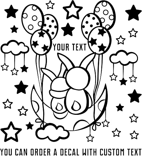 Miniatura 6 de Calcomanías de pared con nombre de peluche de noche de cielo para niños, calcomanías de pared con nombre para niños, dibujo de oso dormido,