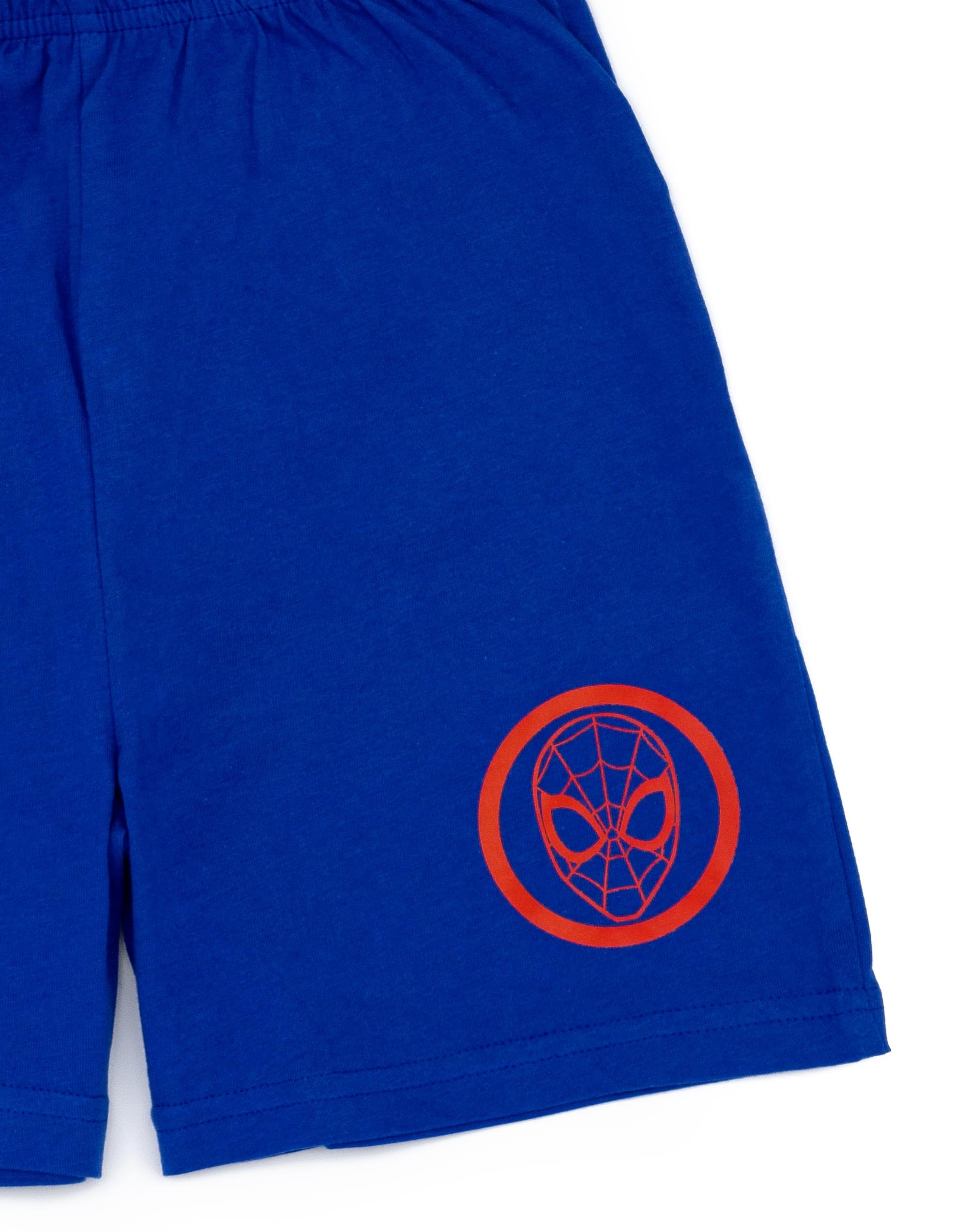 Marvel Spiderman Set Pigiama per Ragazzi Blu e Rosso | T-Shirt e Pantaloncini Pigiama per Bambini | Design con Imbracatura Web | Merce Ufficiale Regalo Perfetto per Piccoli Supereroi