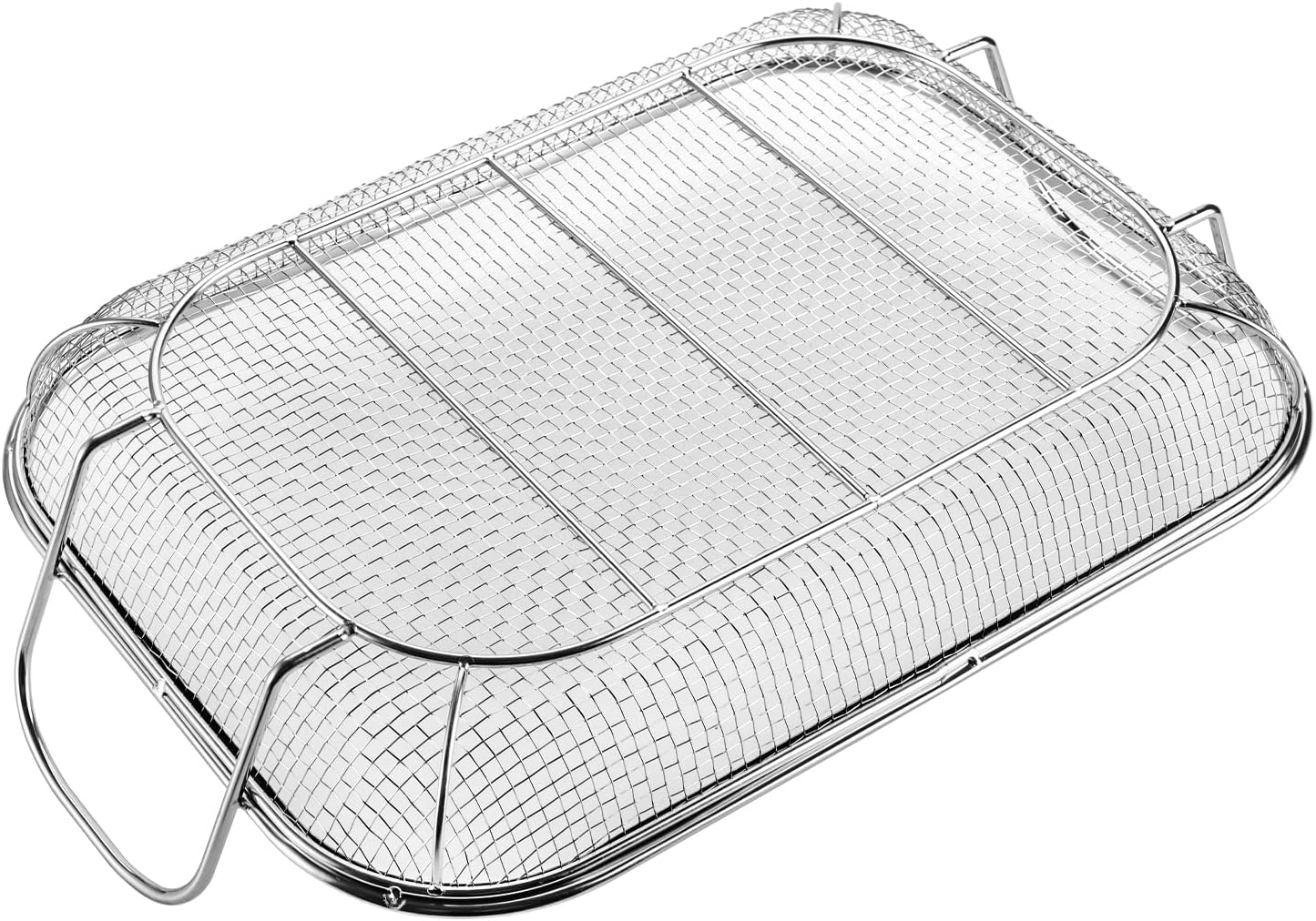 WUWEOT Grill Basket, Vegetable Barbecue Basket, 15" x 11" Stainless Steel Square Wire Mesh Grilling Basket Roasting Pan with Two Handles for Vegetables, Chicken, Meats and Fish : Patio, Lawn & Garden