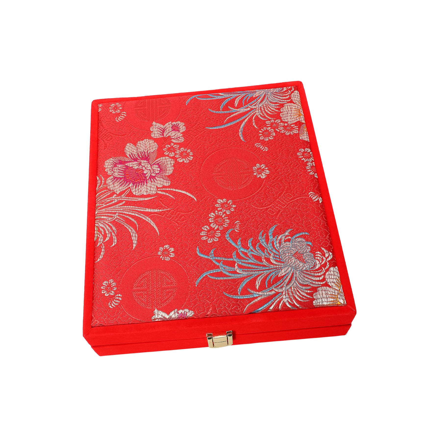 FRCOLOR Caja para Joyas de Madera y Seda Satén, Estuche Decorativo Rojo para Pulseras y Collares, Protección contra Polvo y Huellas, Adecuado para Boda