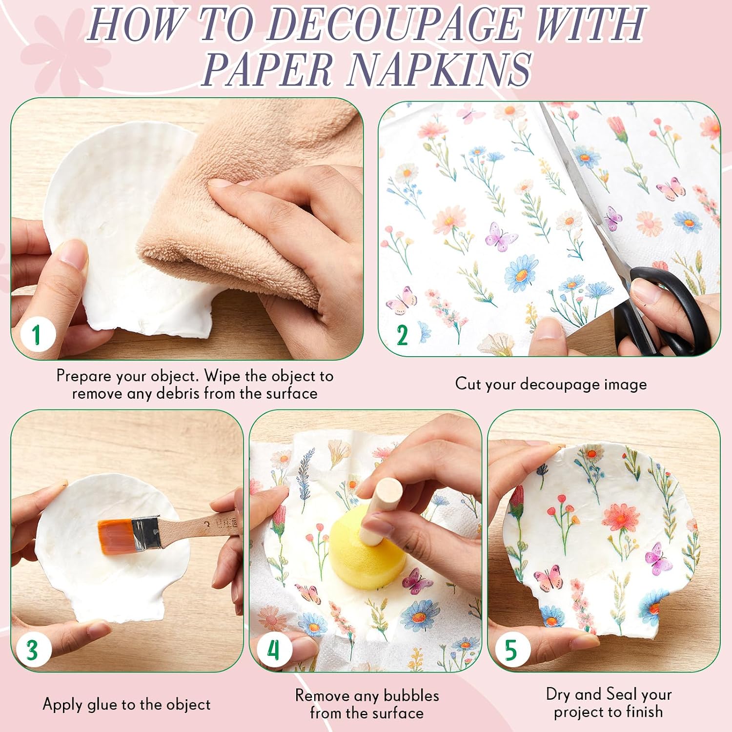 Crtiin 36 Pack 9 Styles Decoupage Napkins Assorted Little Colorful Floral Napkins Chinoiserie Decoupage Napkin Cocktail Paper for DIY Crafting Birthday Junk Journal Garden Decor, Each Unfolded 13 Inch