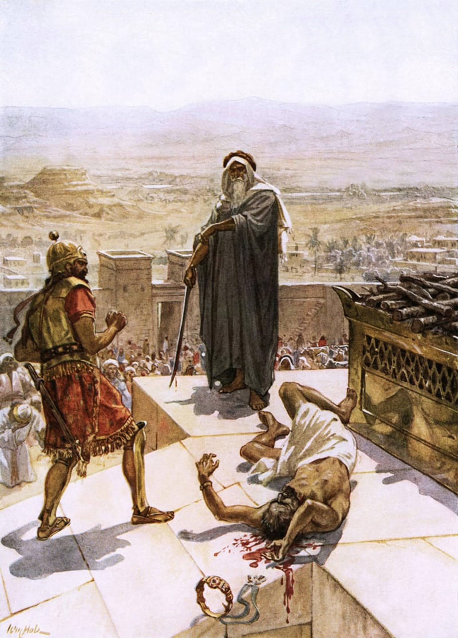 SERENDIPITP Abstract Painting Mural Print Picture Wall Decor Painting Samuel Slaying Agag Before the Lord At Gilgal by William Brassey Hole Vintage Wall Artwork for Home Decor 60x90cm