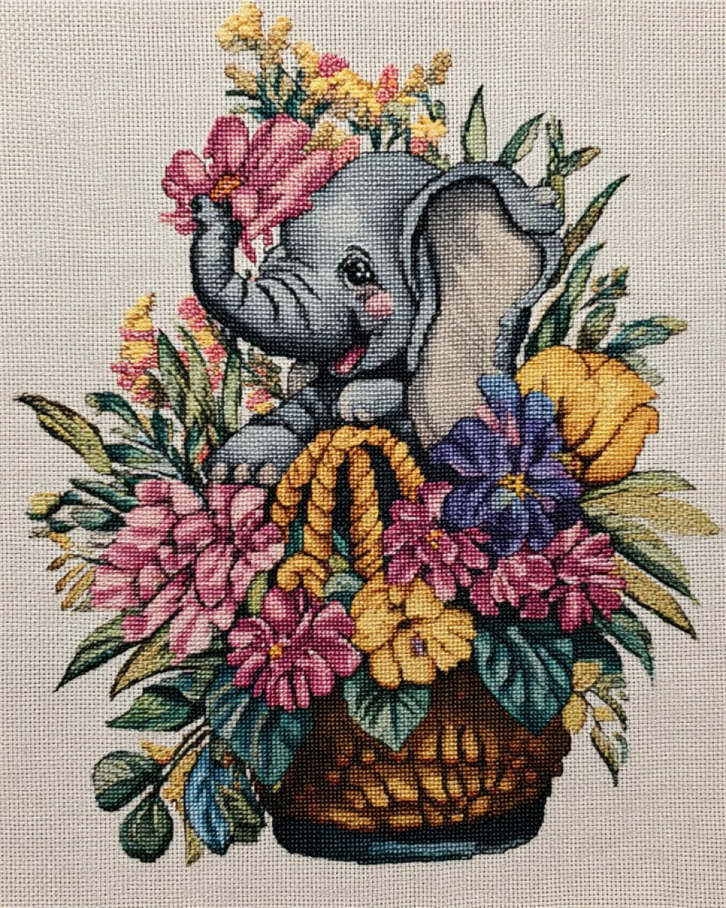 Rqwybcaxn Bead Cross Stitch Kits Cartoon Elephant 40x50cm