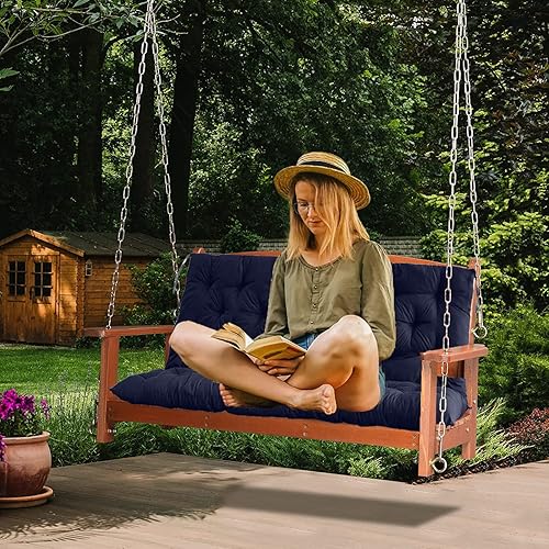 Miniatura 2 de Cojines de repuesto para columpio con respaldo, almohadilla para columpio de 2 o 3 plazas, impermeable, antideslizante, cojín de banco para