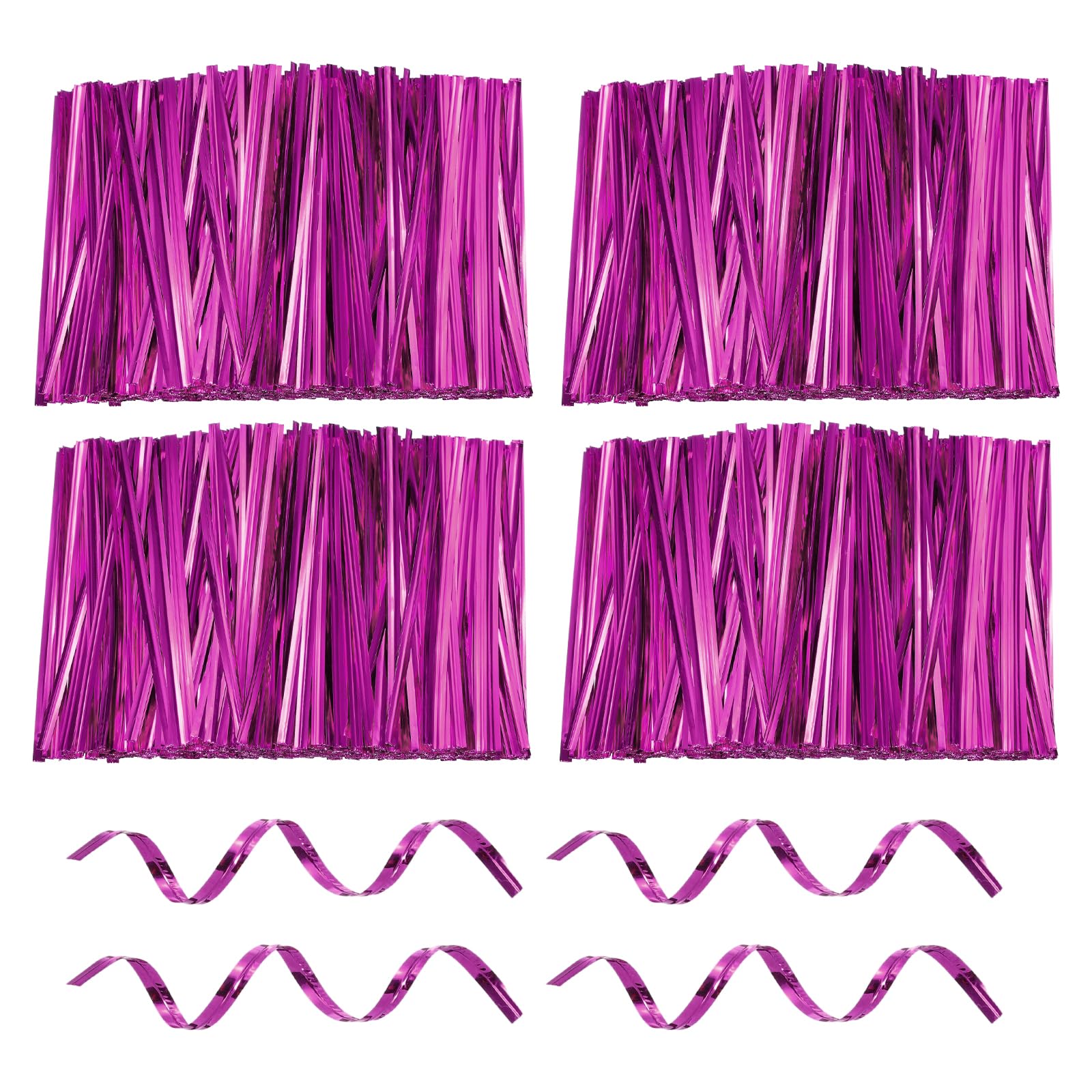 sourcing map 3200pcs Bag Twist Ties 100mm Reusable Metallic Twist Ties Wire Cable Ties Plastic Bag Sealers for Party Bread Candy Cake Present Supplies, Rose Red