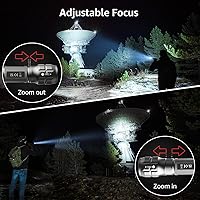 Vista 2 de Lighting EVER LED Flashlights High Lumens, Small Flashlight, Waterproof, Adjustable Focus Flash Light for Outdoor, Emergency, Camping, AAA