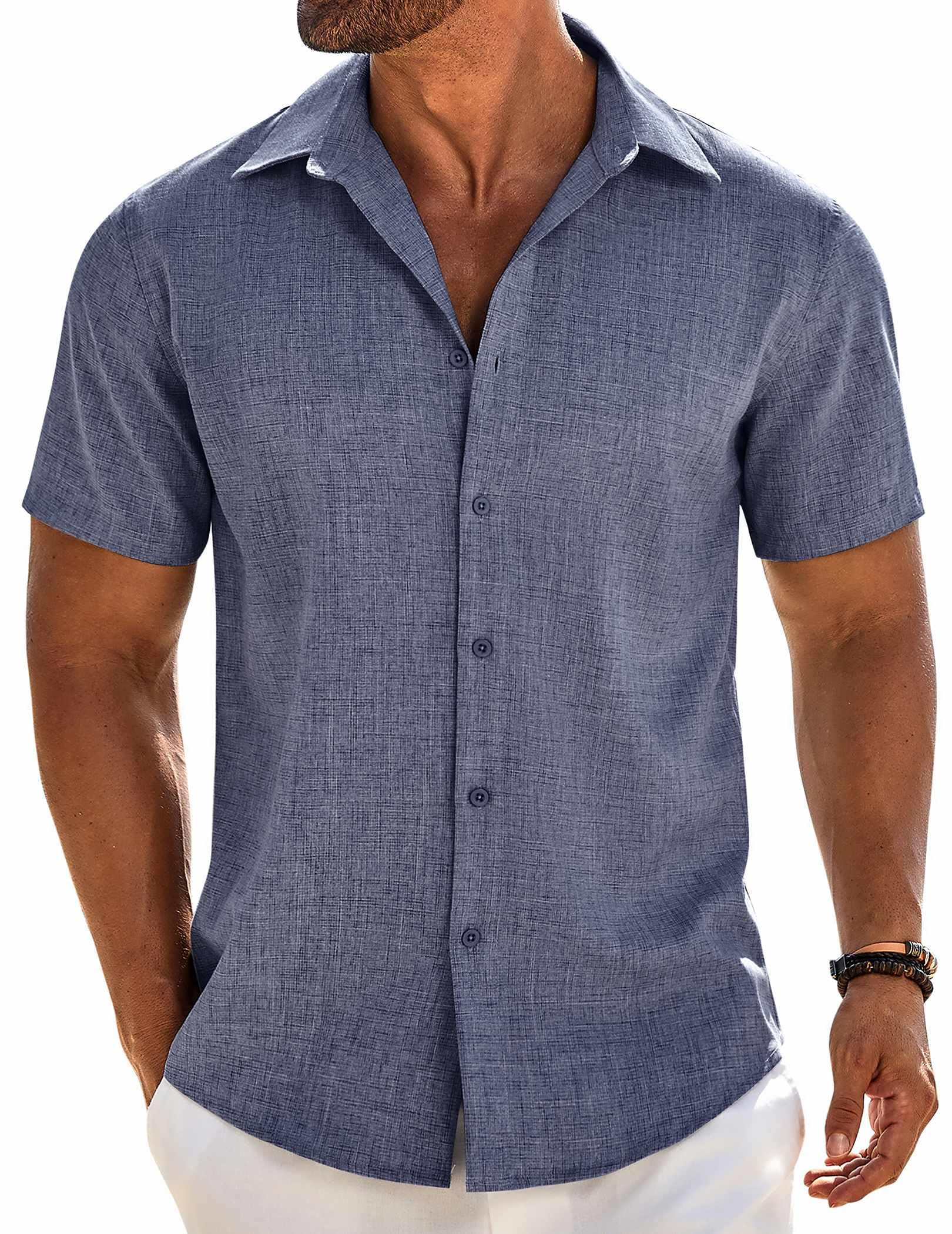  COOFANDY Men's Short Sleeve Button Down Shirt for Casual Wear and Beach Summer Vacation
| COOFANDY Men's Linen Short Sl