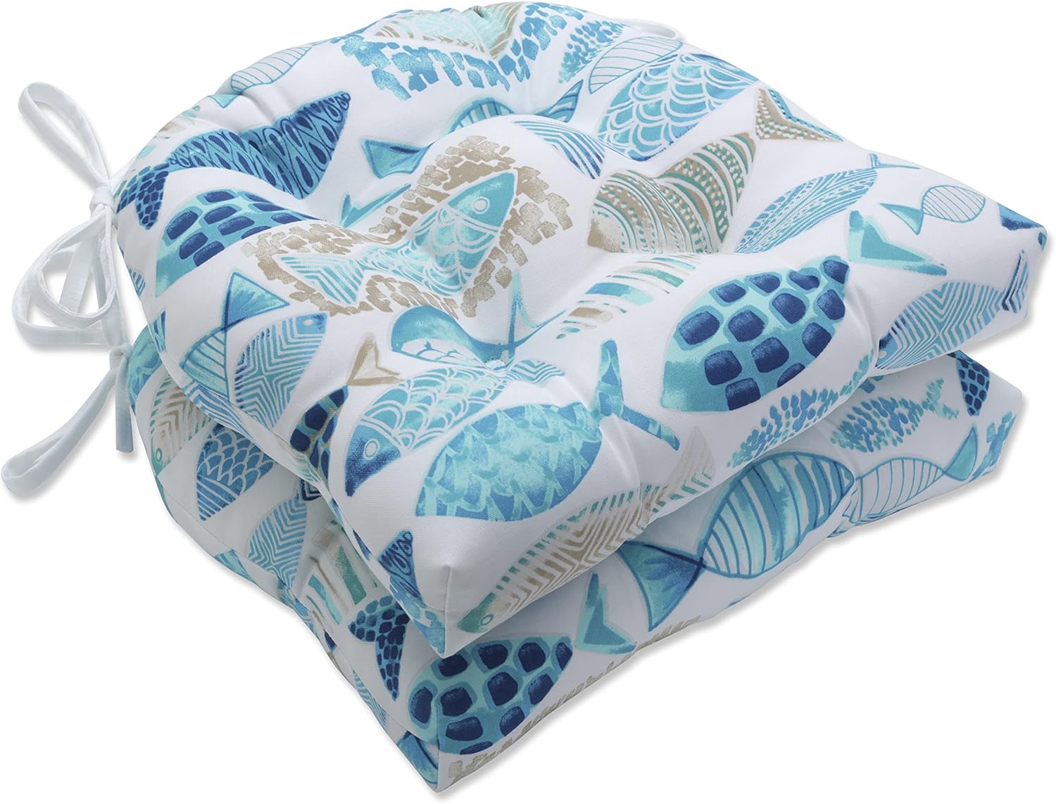 Pillow Perfect Outdoor/Indoor Hooked Seaside Blue Chair