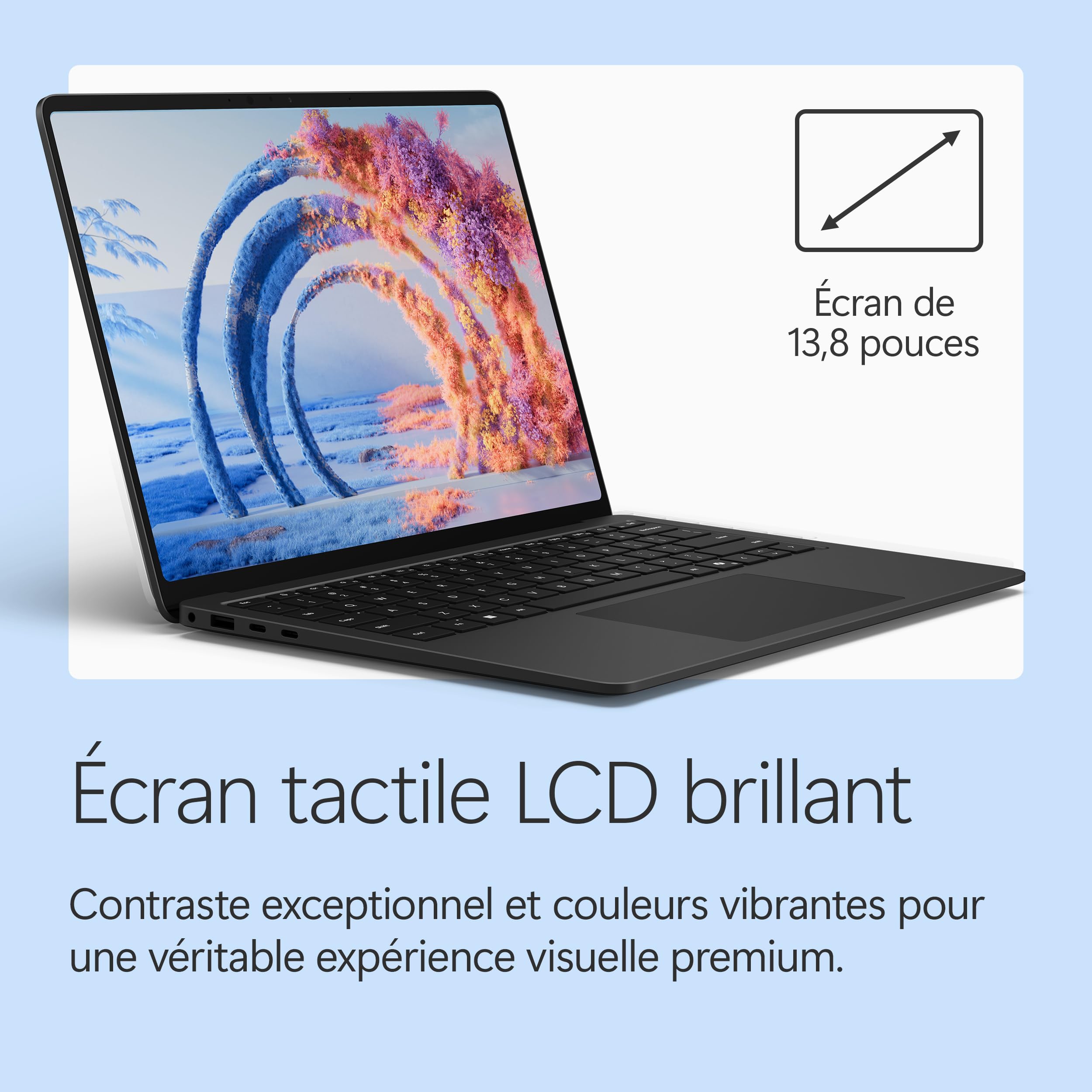 Microsoft Surface Laptop, 13.8" | Snapdragon X2 Elite | 16Go RAM, SSD 512Go | Ecran Tactile LCD 13.8” | Copilot+ PC | Noir | Windows 11 Home | dernier modèle (8e édition)