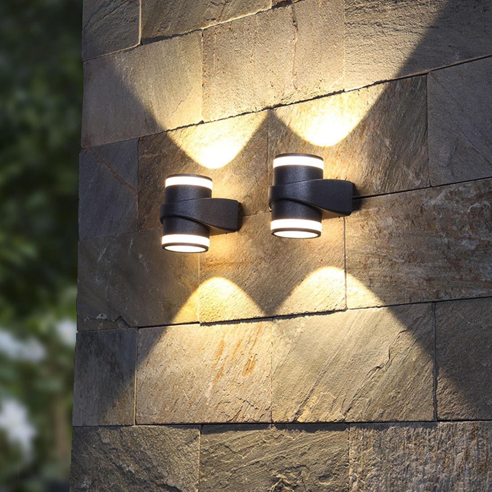 Kinkiety zewnętrzne/wewnętrzne, nowoczesna lampa ścienna LED z aluminium, 10 W, 3000 K, ciepła biel, IP65, wodoodporna, oświetlenie ścienne w górę i w dół, do patio, werandy, ogrodzenia