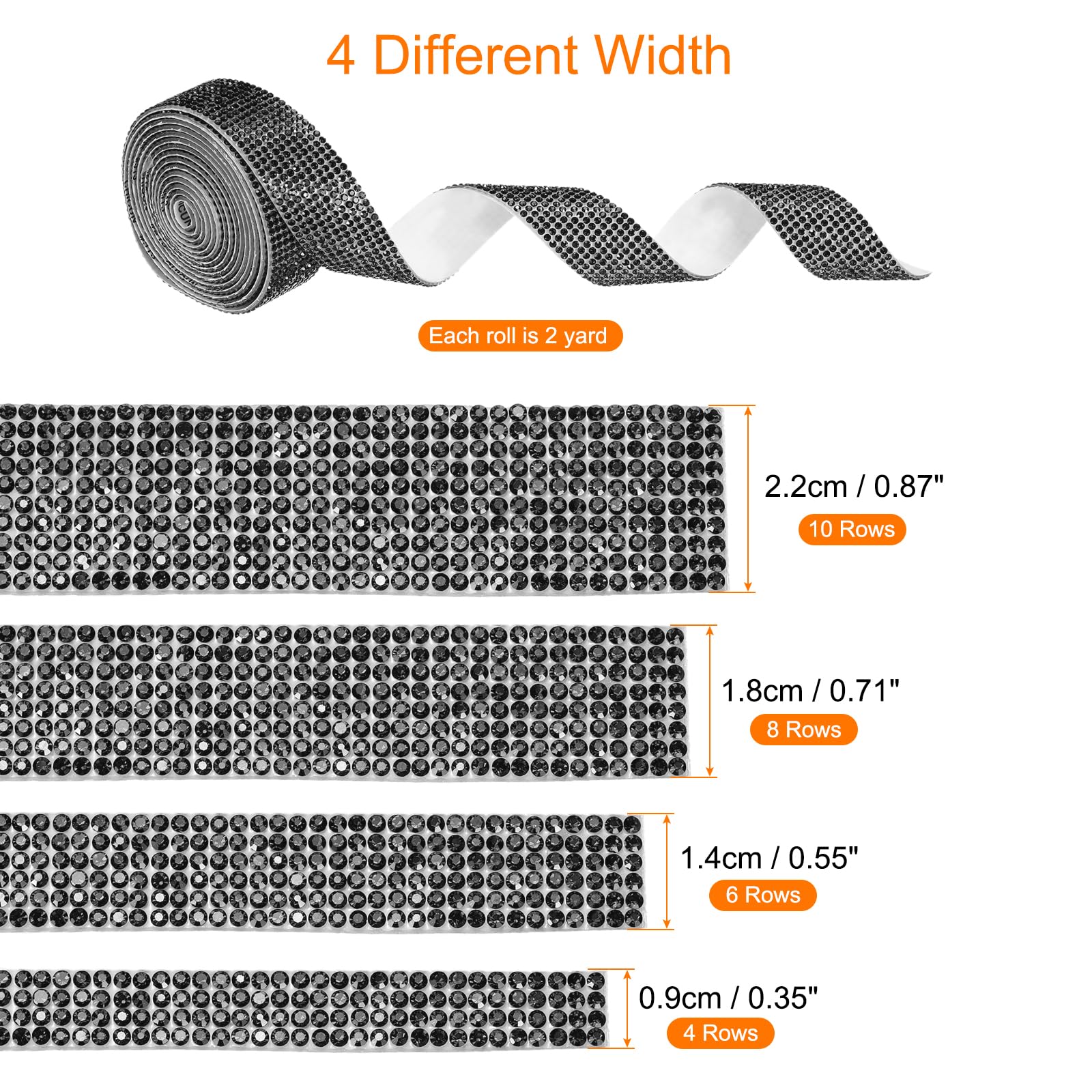 Self-Adhesive Rhinestone Ribbon - 8 Yards Bling Crystal Tape For DIY Crafts