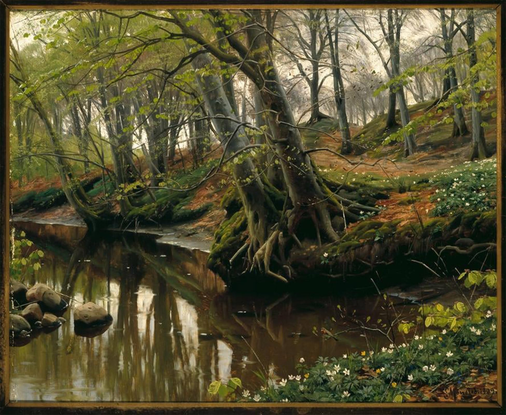 ARTXLXXBN Famous Art Print Poster Vintage Wall Art Spring Day At the Forest Edge by Peder Monsted Canvas Art Poster for Home Decor 60x90cm